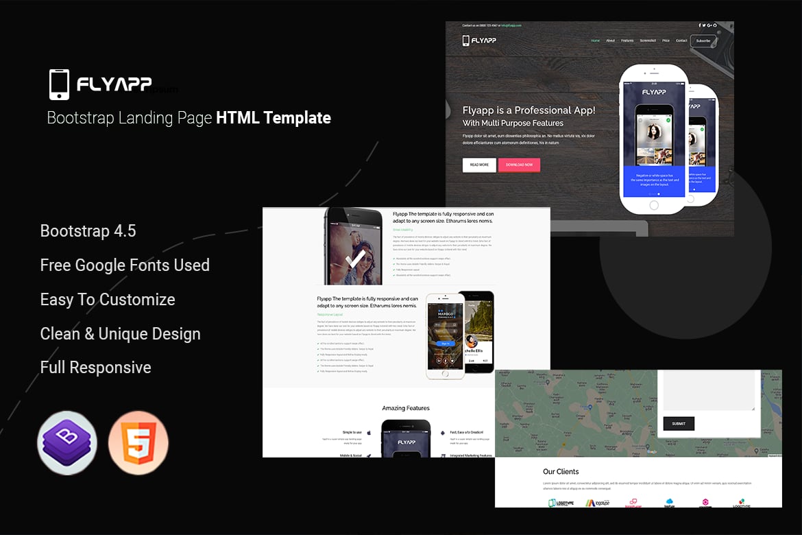 Imagen de portada de Flyapp - Bootstrap Landing Page (plantilla web)