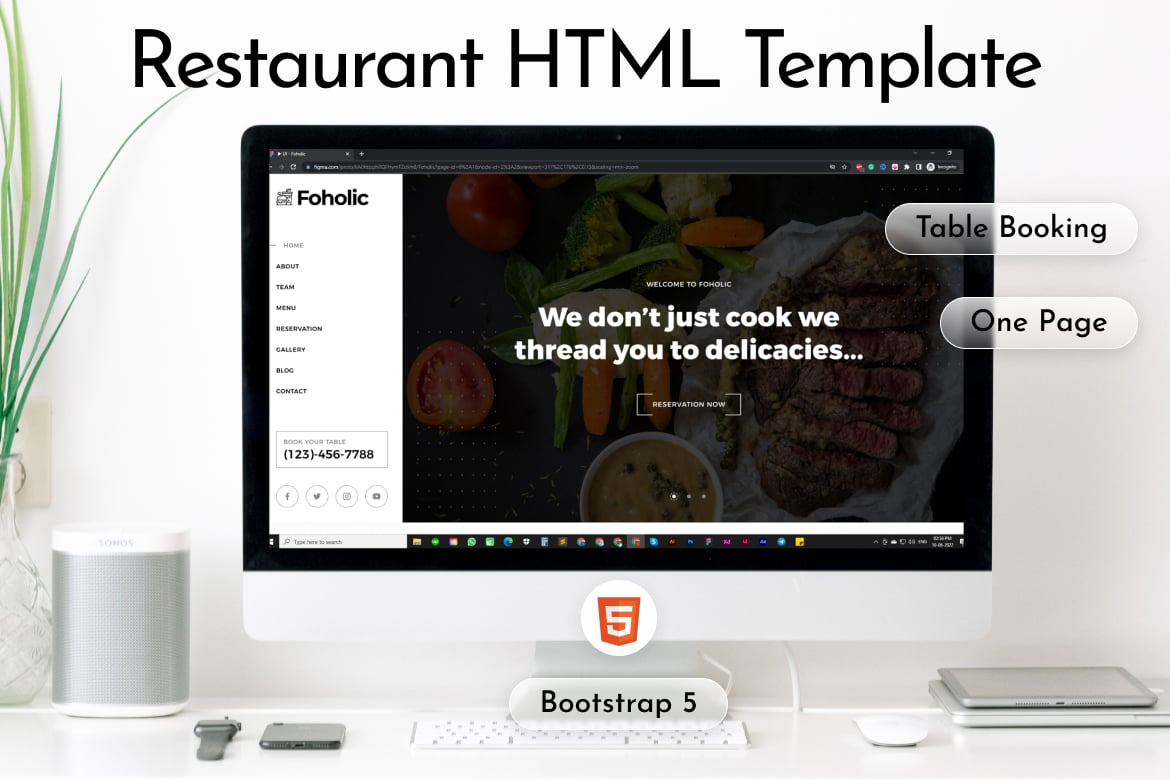 Imagen de portada de Foholic - One Page Restaurant HTML Template (plantilla web)