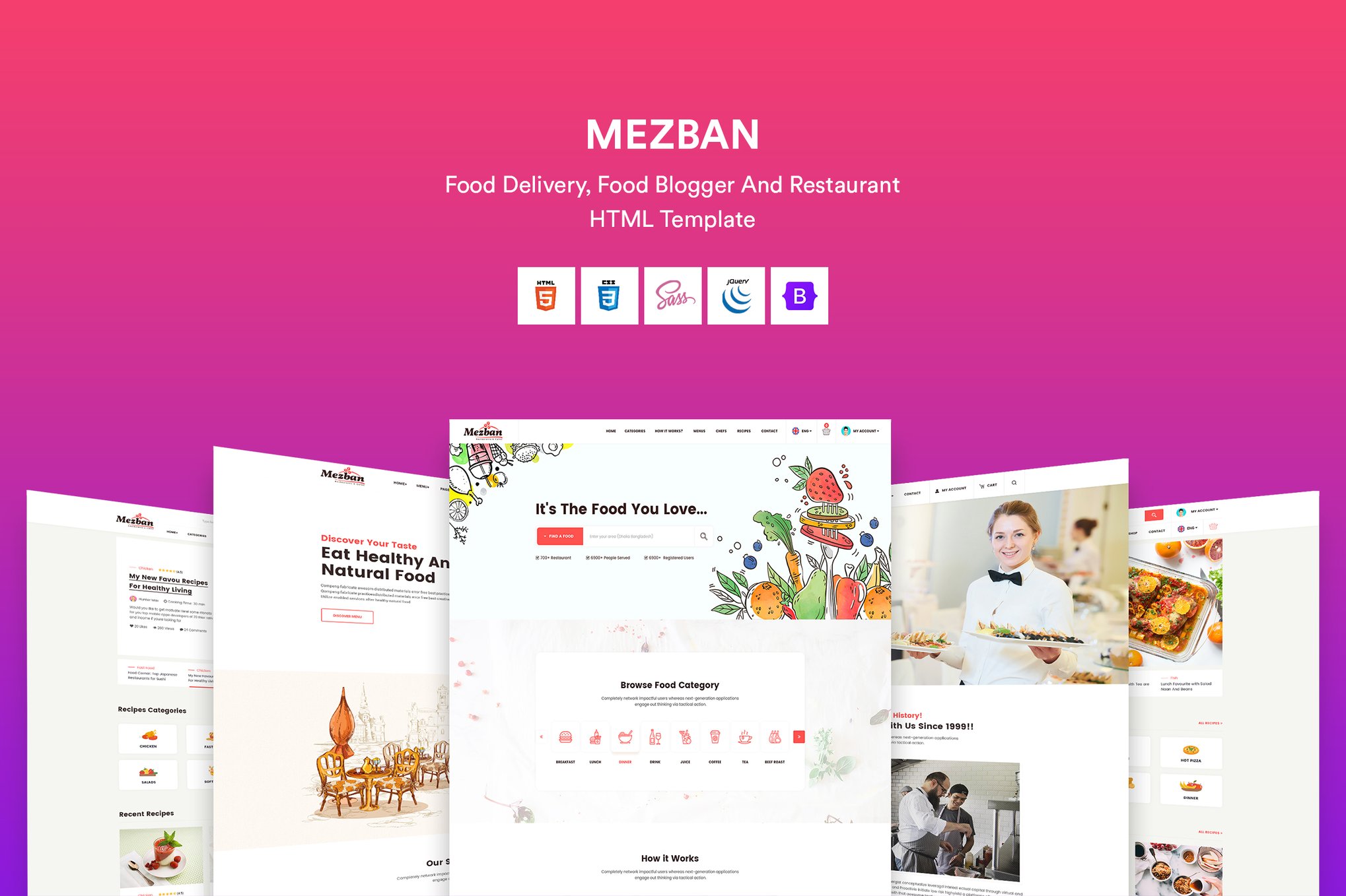Imagen de portada de Food Delivery, Food Blogger & Restaurant Template (plantilla web)