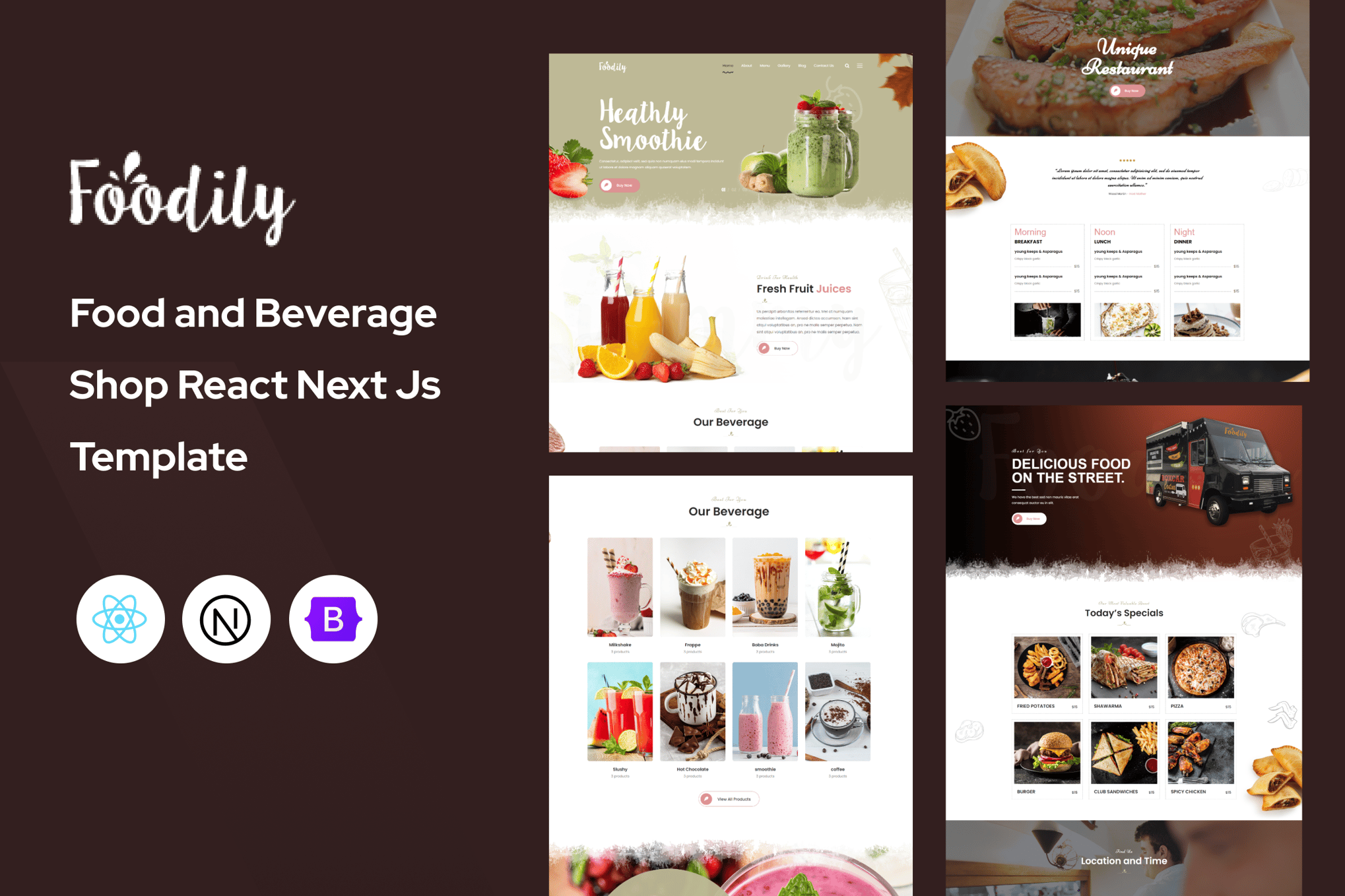 Imagen de portada de Foodily - Food & Beverage Shop React Next Js (plantilla web)