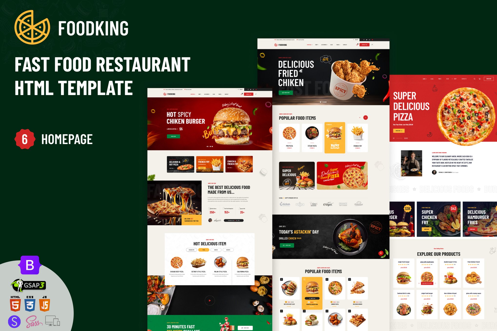 Imagen de portada de Foodking - Fast Food Restaurant HTML Template (plantilla web)