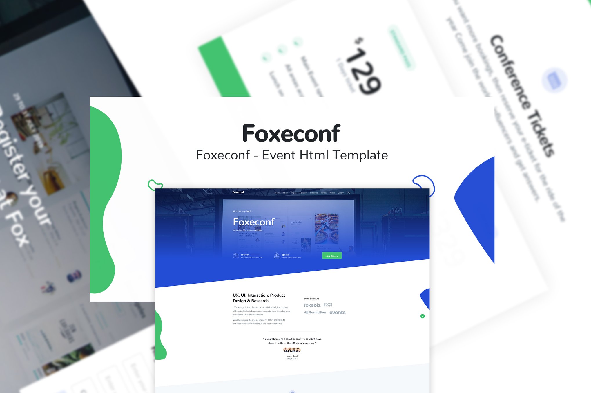 Imagen de portada de Foxeconf - Event HTML Template (plantilla web)