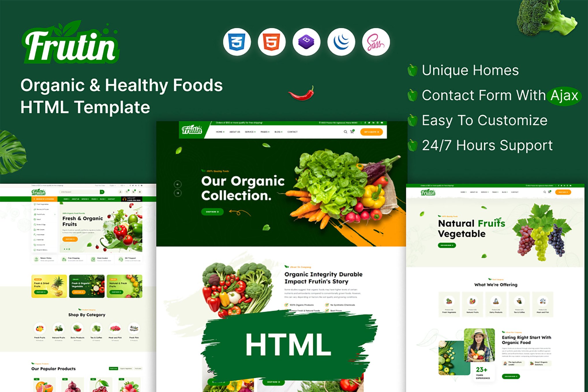 Imagen de portada de Frutin - Organic & Healthy Food HTML Template (plantilla web)