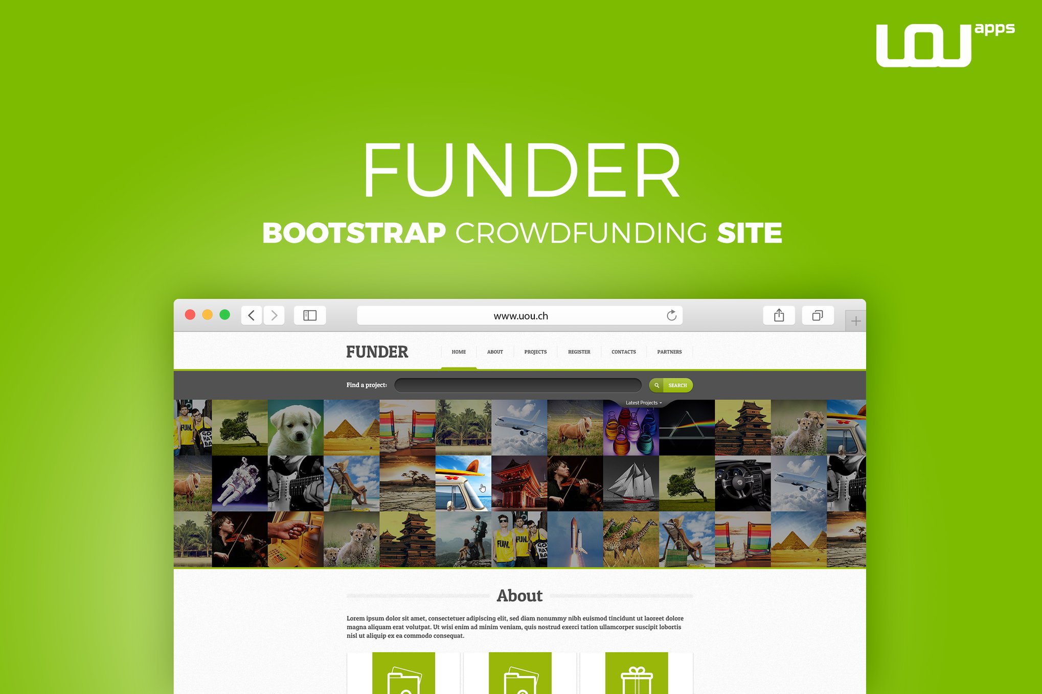 Imagen de portada de FUNDER - Bootstrap Crowdfunding Site (plantilla web)
