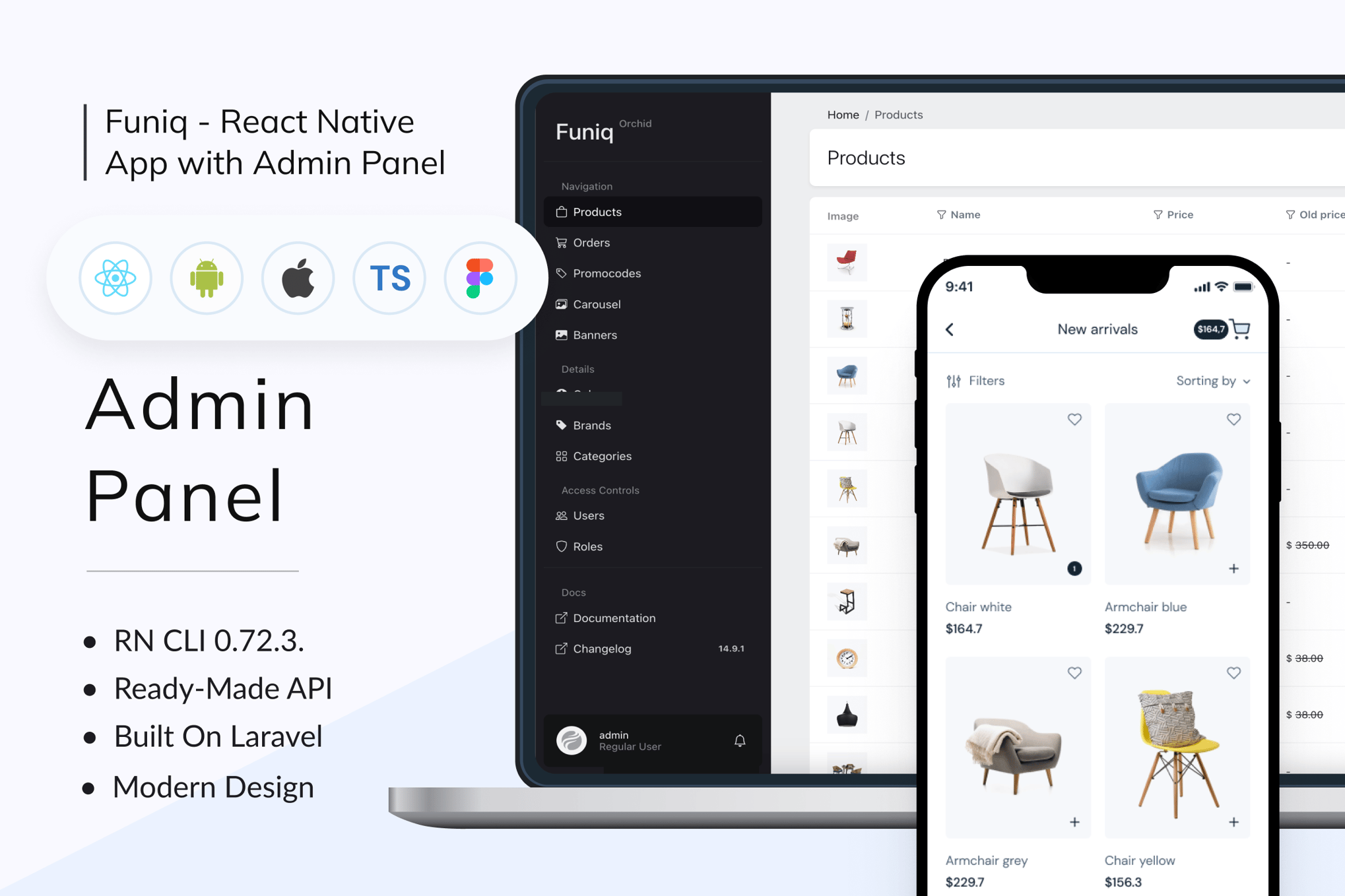 Imagen de portada de Funiq - Furniture Store App with Backend (plantilla web)