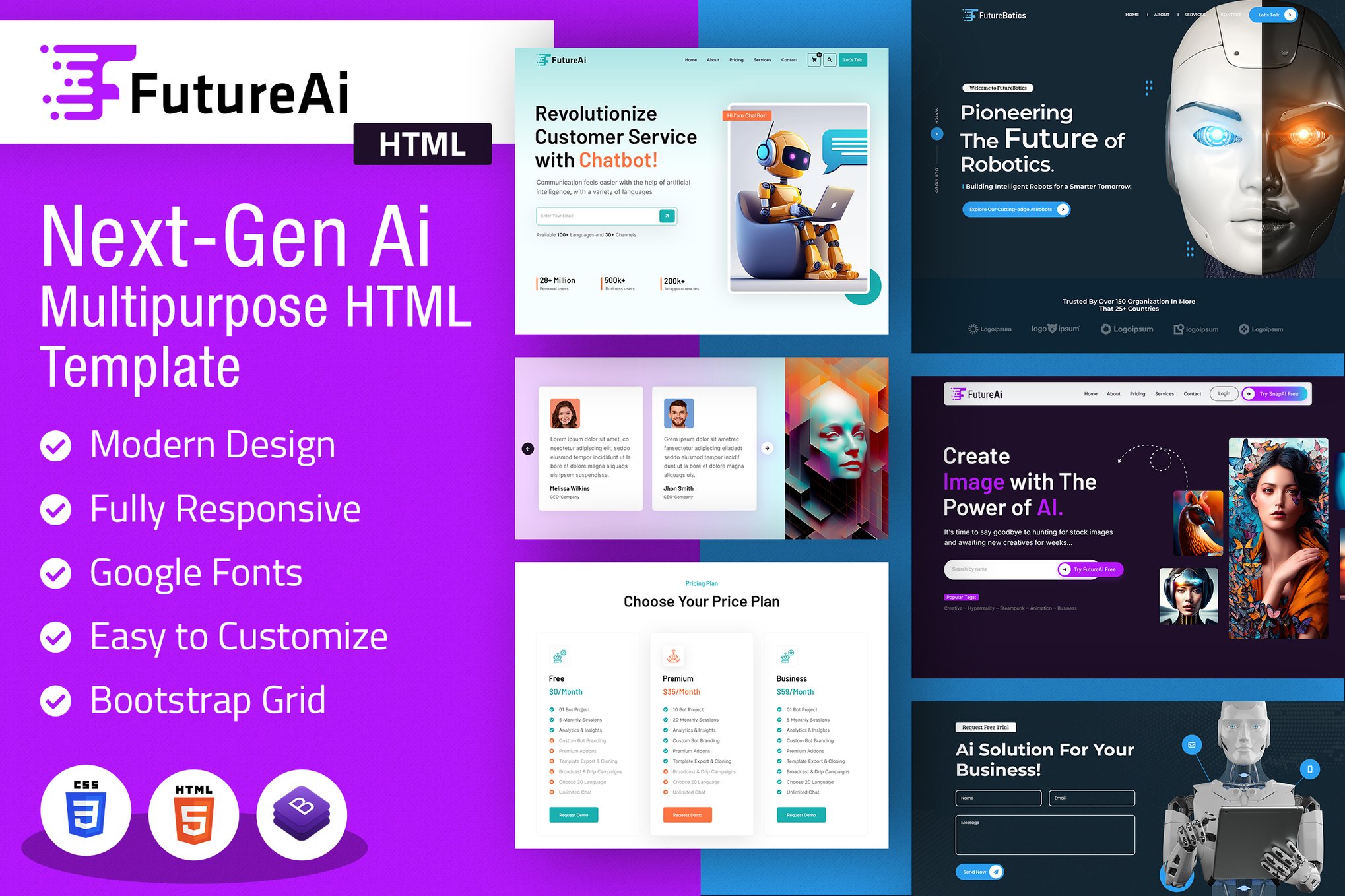 Imagen de portada de Future AI | Robotics Multipurpose HTML Template (plantilla web)