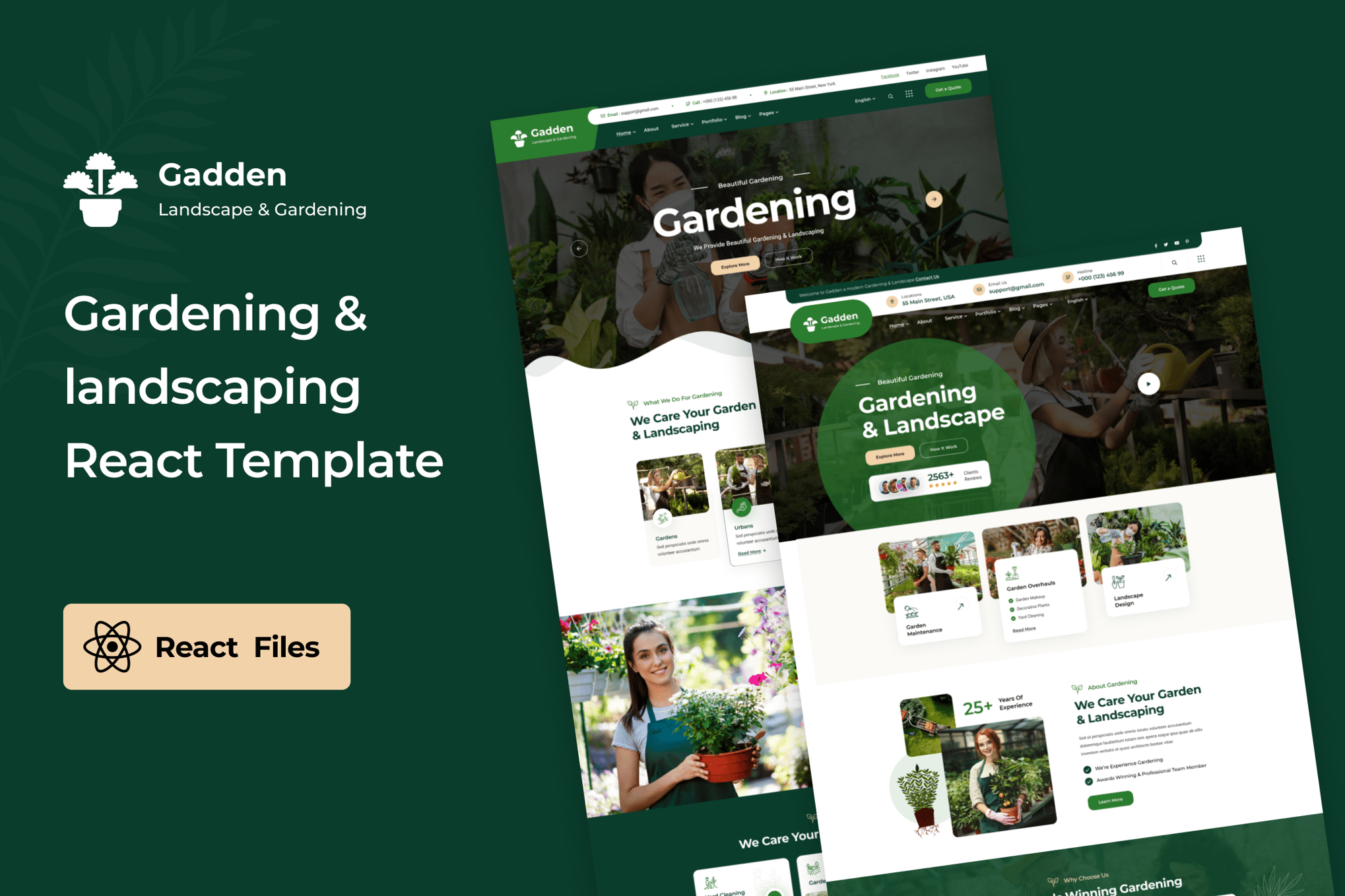 Imagen de portada de Gadden - Garden Landscaping React NextJs Template (plantilla web)