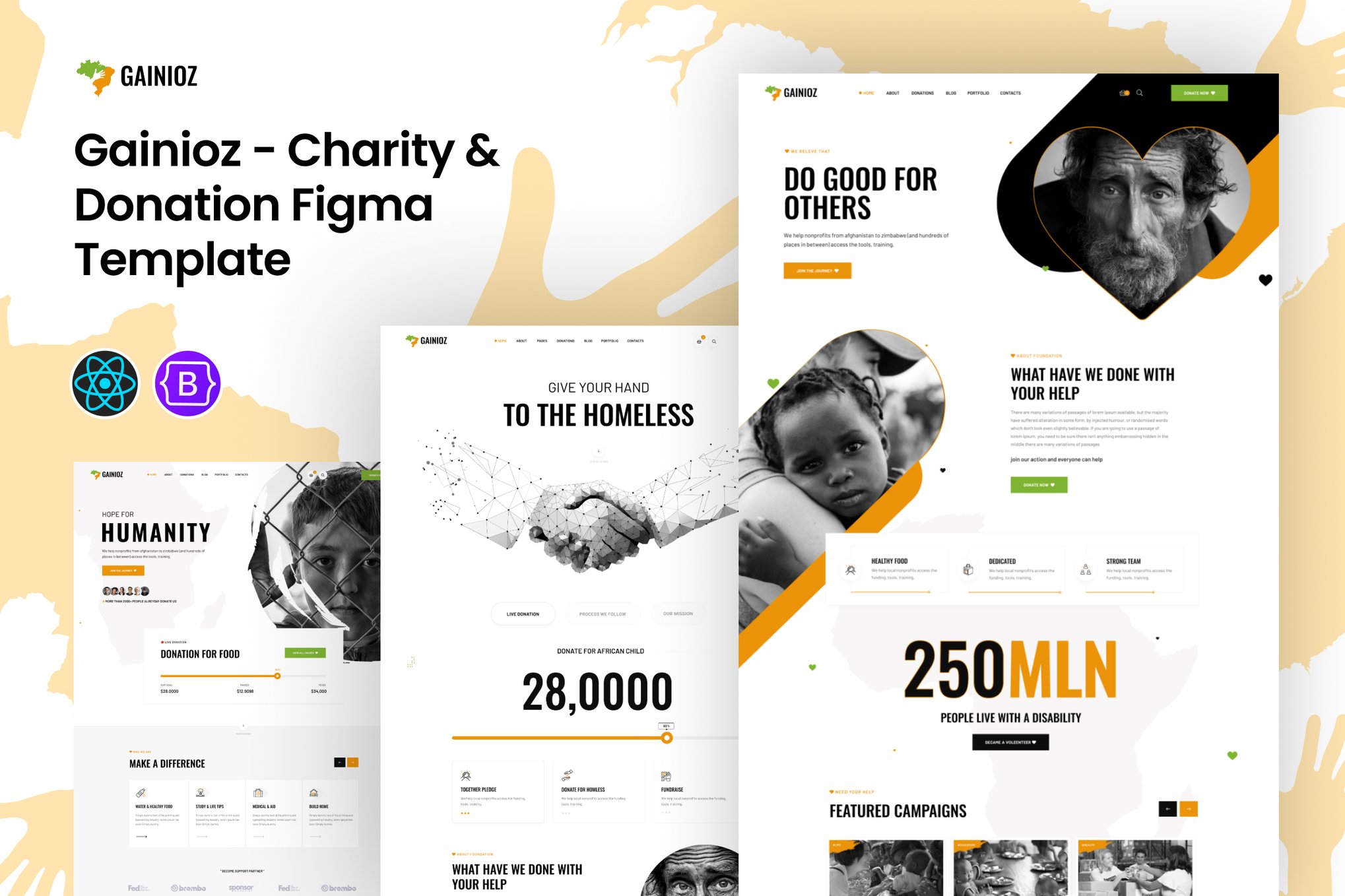 Imagen de portada de Gainioz - Charity & Donation React Template (plantilla web)