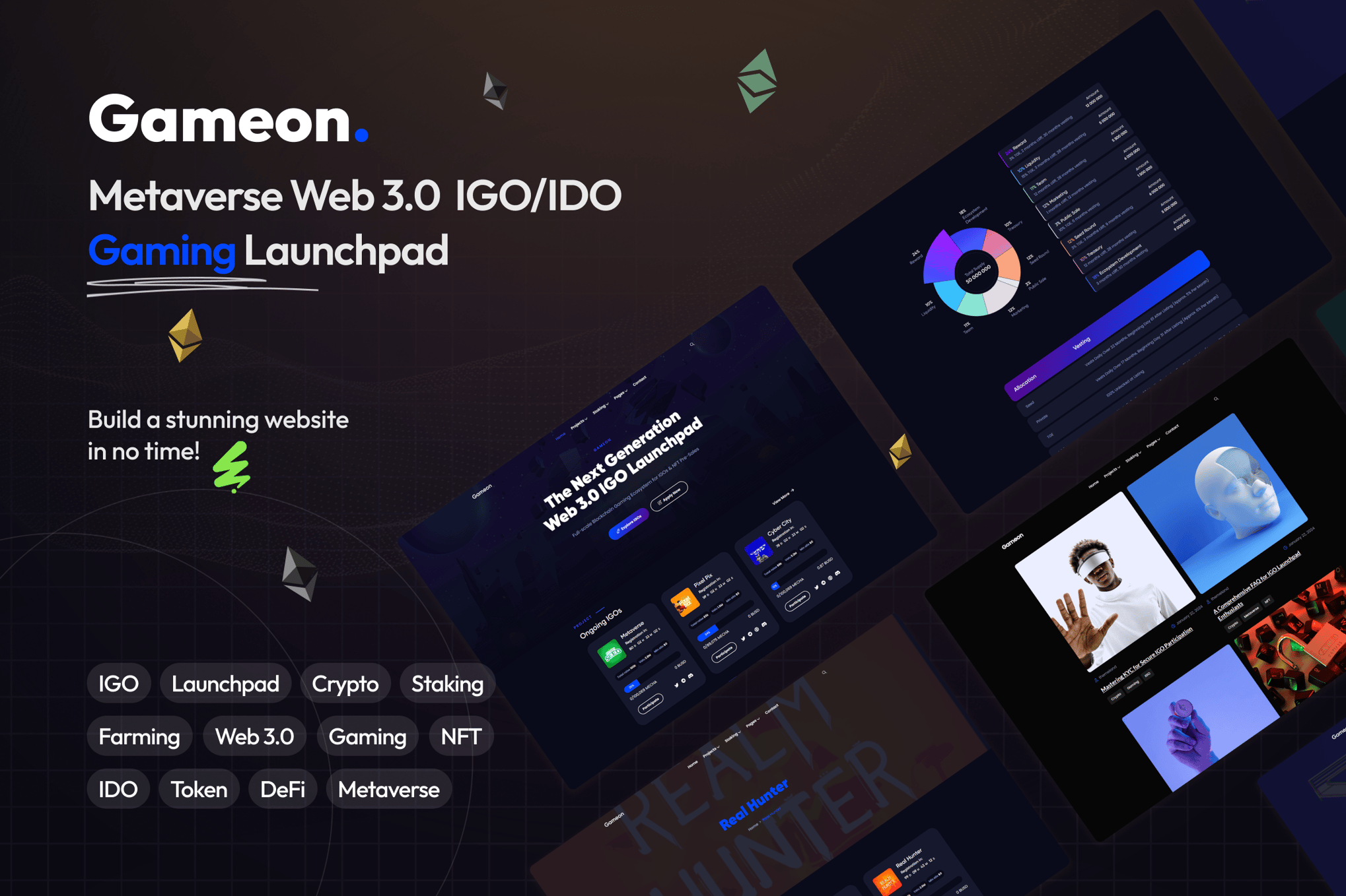 Imagen de portada de Gameon - Metaverse IGO Launchpad HTML Template (plantilla web)