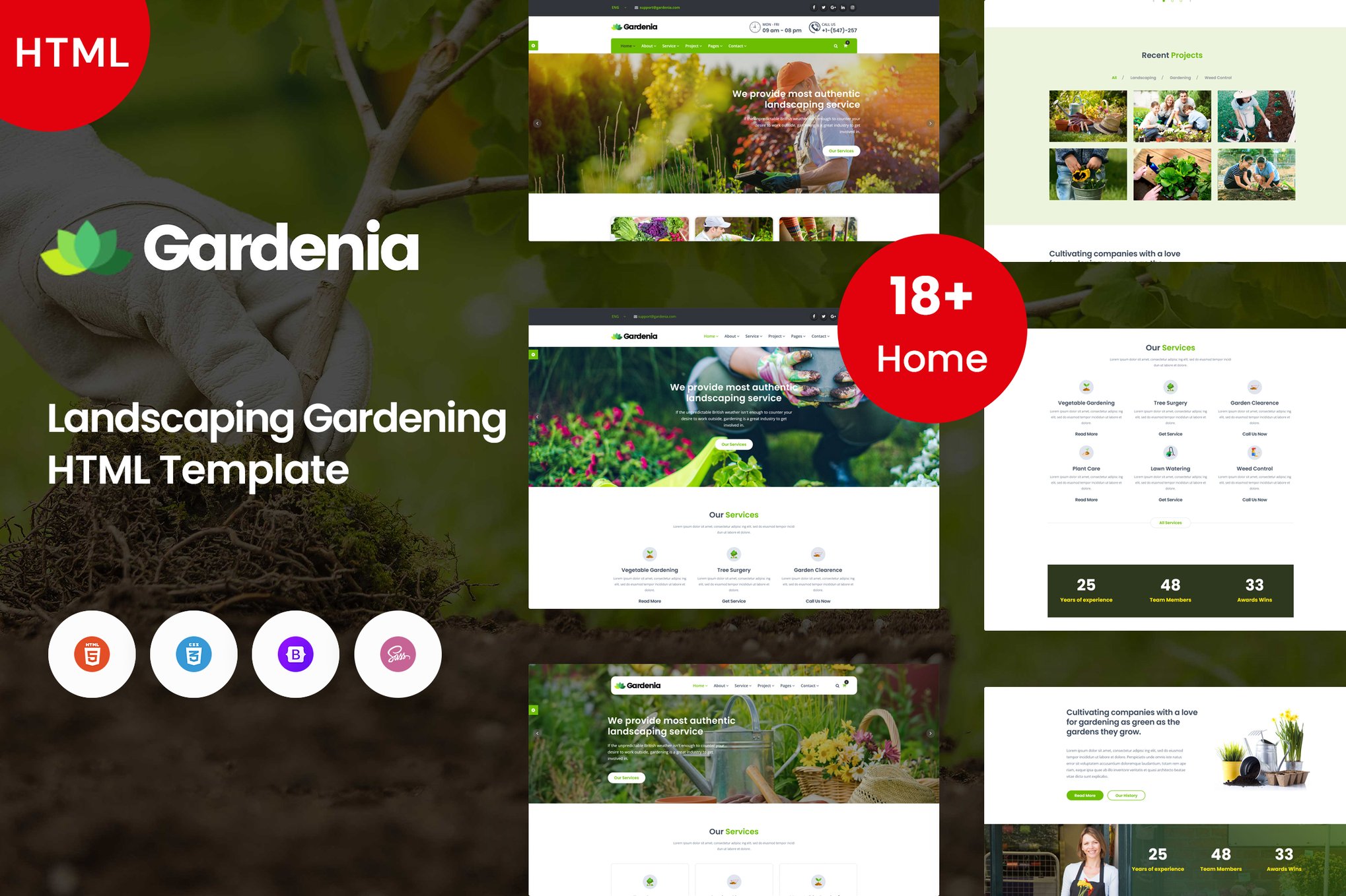 Imagen de portada de Gardenia - Landscaping Gardening Template (plantilla web)