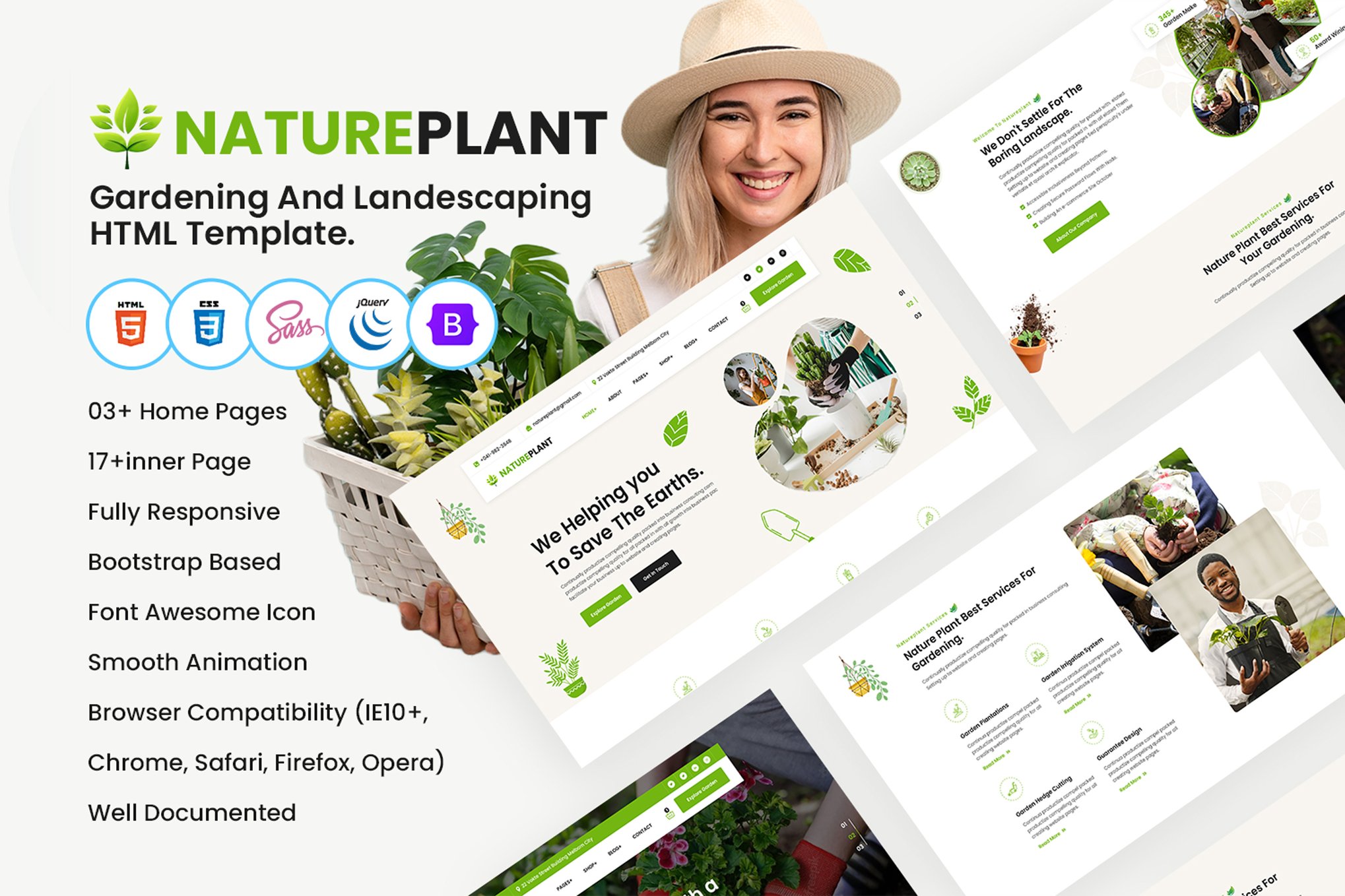 Imagen de portada de Gardening And Landscaping HTML Template. (plantilla web)