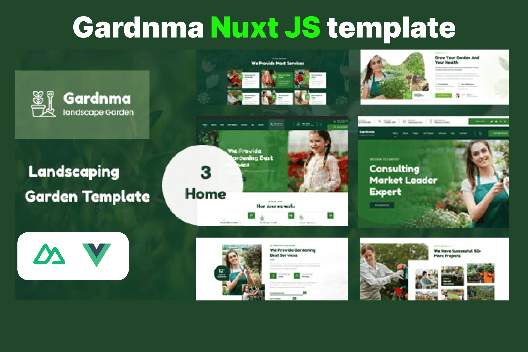 Imagen de portada de Gardnma - Gardening and Landscaping Nuxt JS Templa (plantilla web)