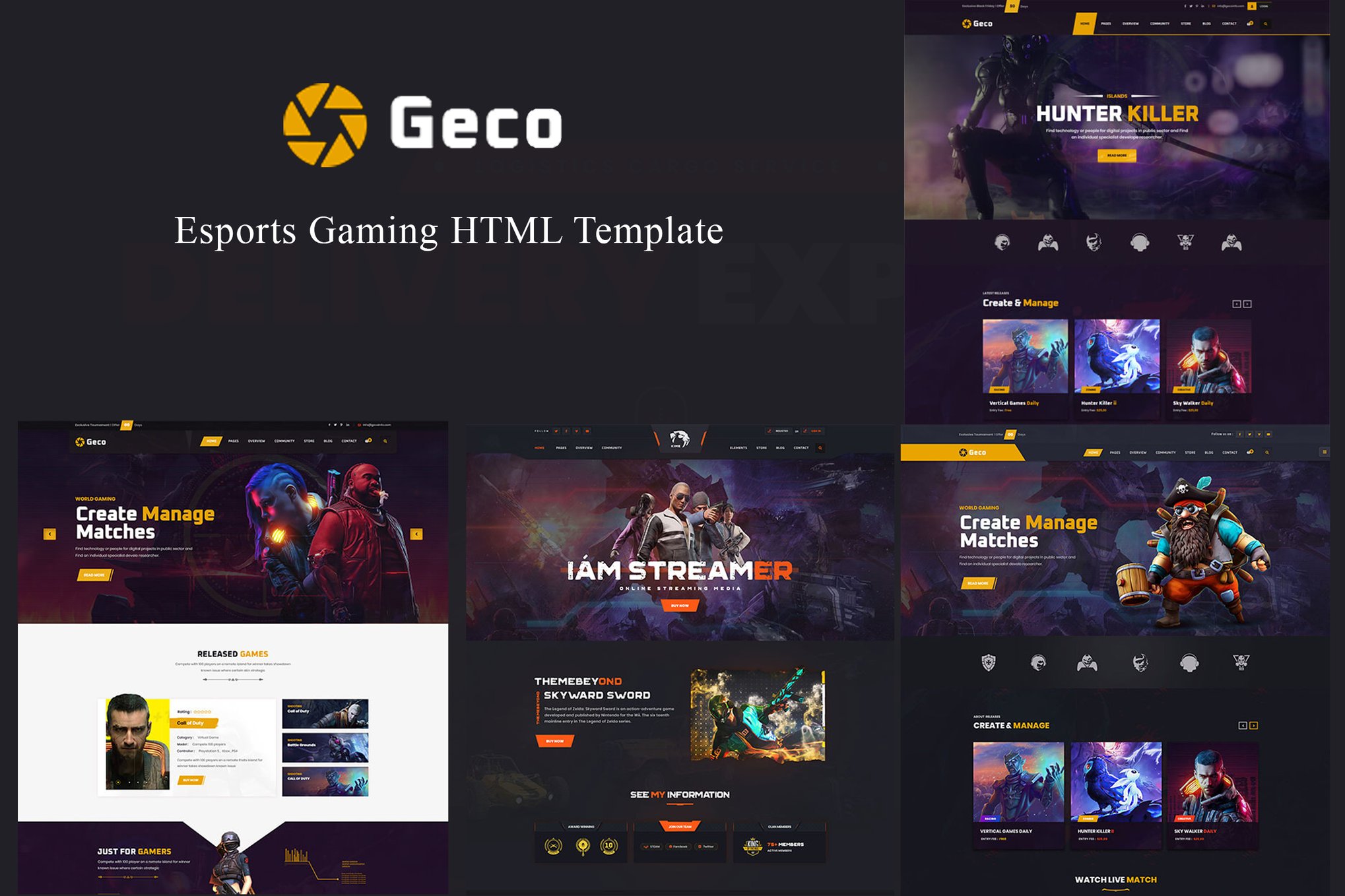 Imagen de portada de Geco - eSports Gaming HTML5 Template (plantilla web)