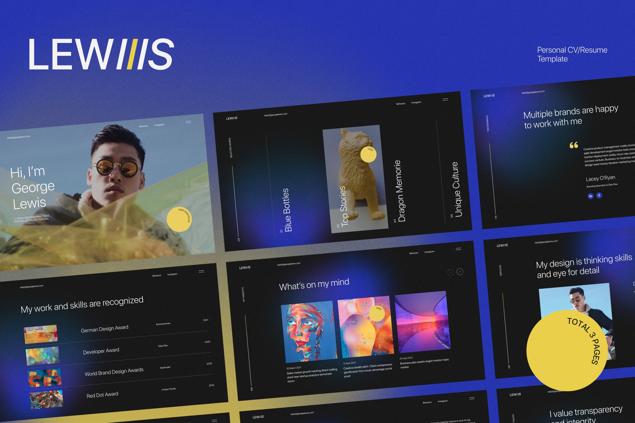 Imagen de portada de George Lewis - Personal CV/Resume HTML Template (plantilla web)