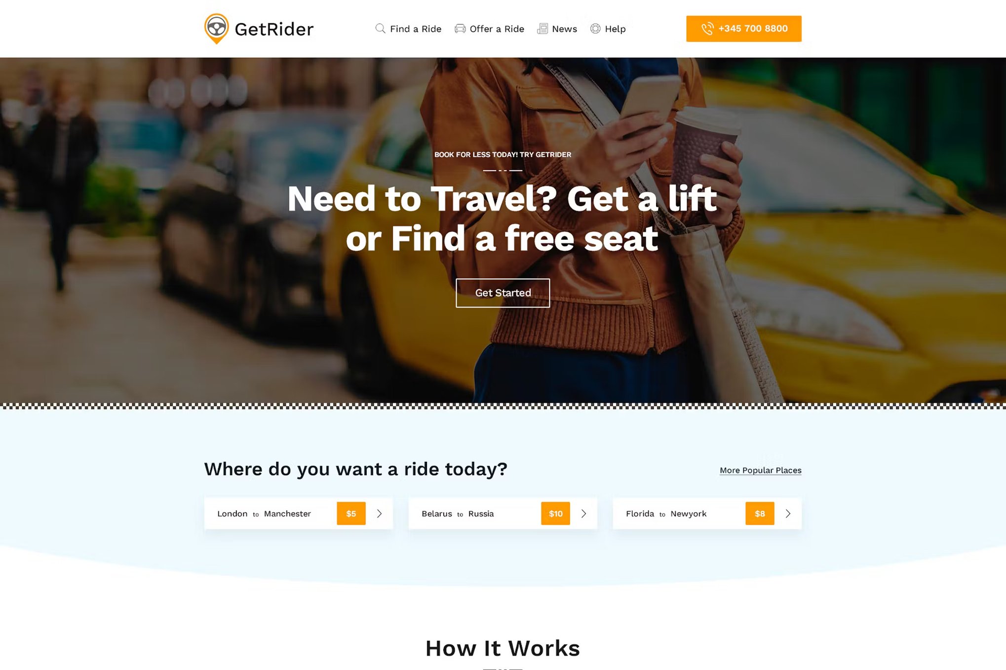 Imagen de portada de Getrider - Chauffeur Limousine Car Hire HTML (plantilla web)