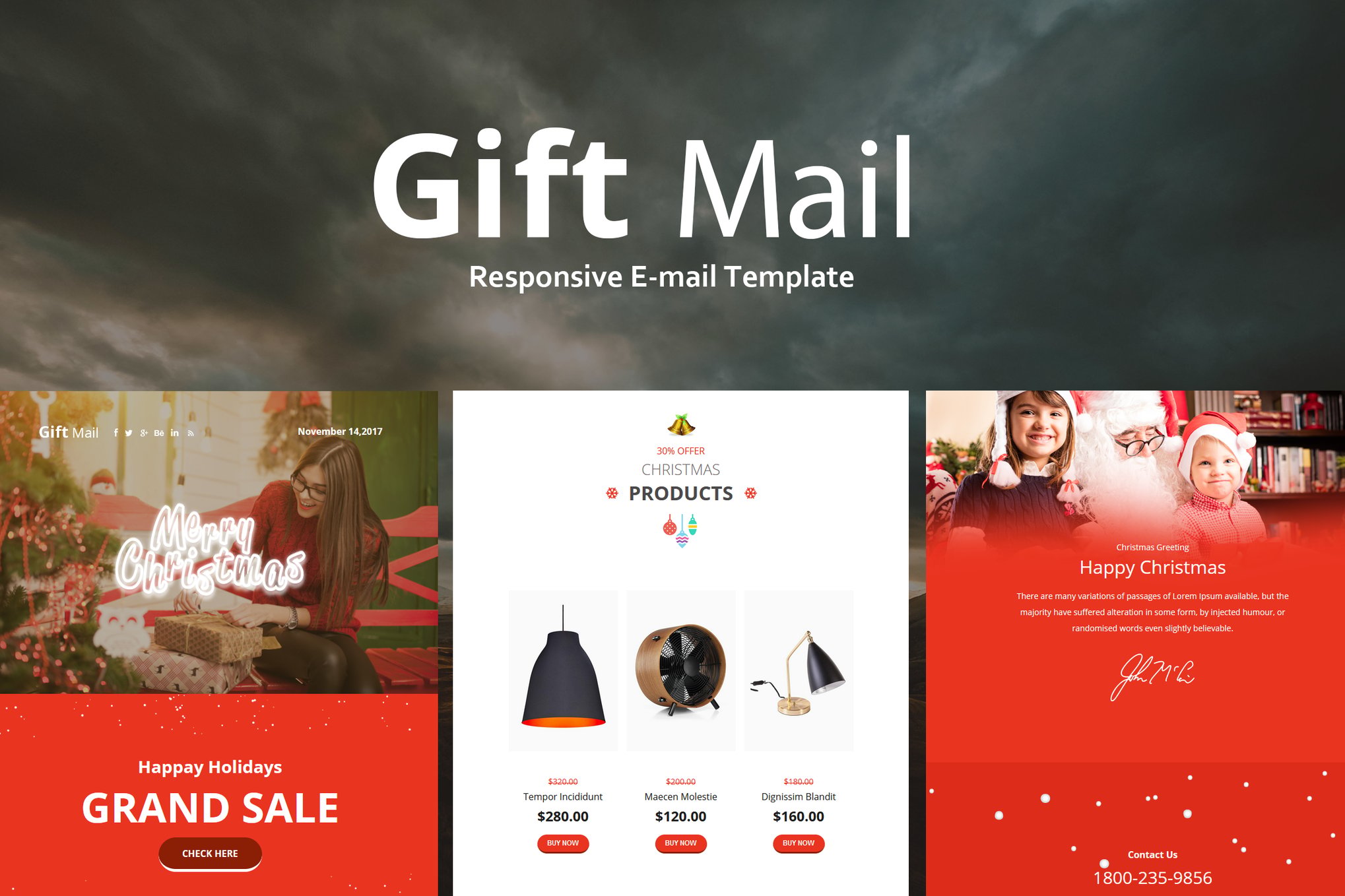 Imagen de portada de Gift Mail - Christmas Email Templates set (plantilla web)