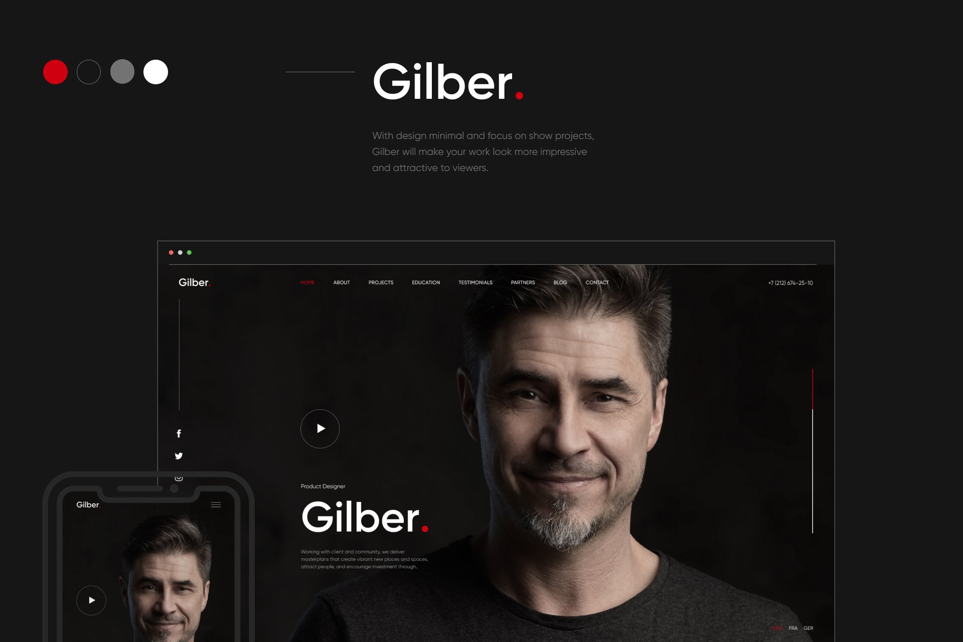 Imagen de portada de Gilber - Personal CV/Resume HTML Template (plantilla web)