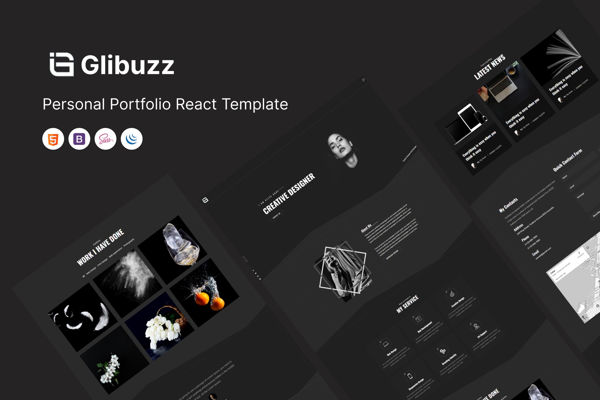 Imagen de portada de Glibuzz - Personal Portfolio React Template (plantilla web)