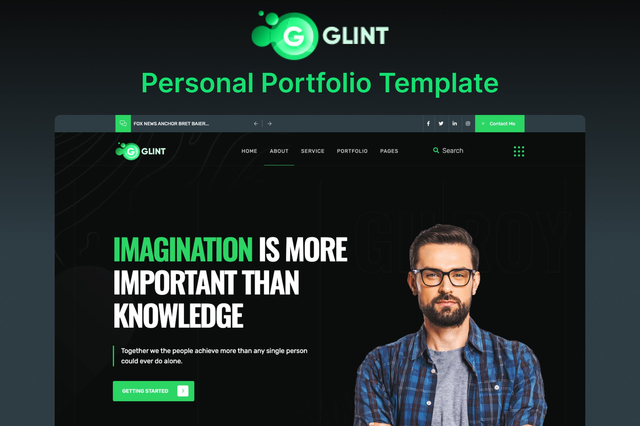 Imagen de portada de Glint - Portfolio Template (plantilla web)