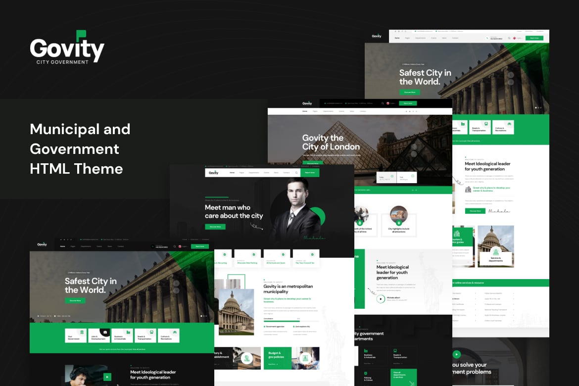 Imagen de portada de Govity - Municipal and Government HTML Template (plantilla web)