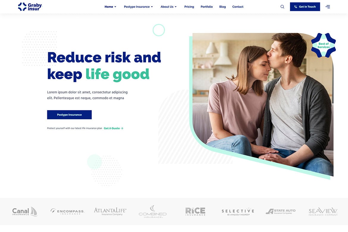 Imagen de portada de Grabyinsur - Insurance Company HTML Template (plantilla web)
