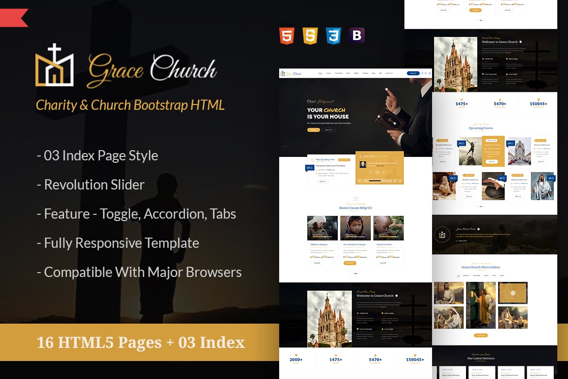 Imagen de portada de Grace Church - Charity Bootstrap HTML Template (plantilla web)