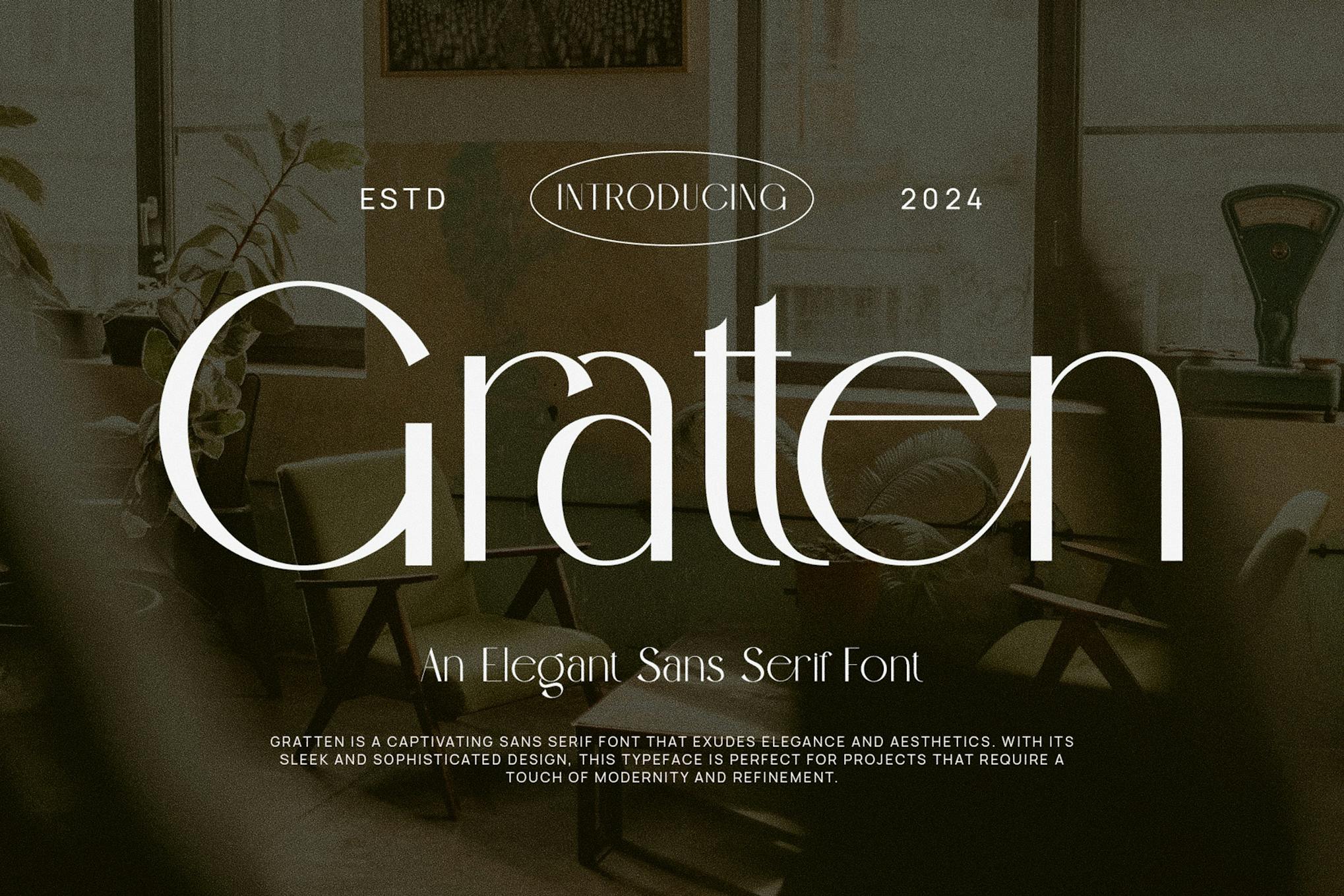 Imagen de portada de Gratten Elegant Sans Serif Font (fuente)