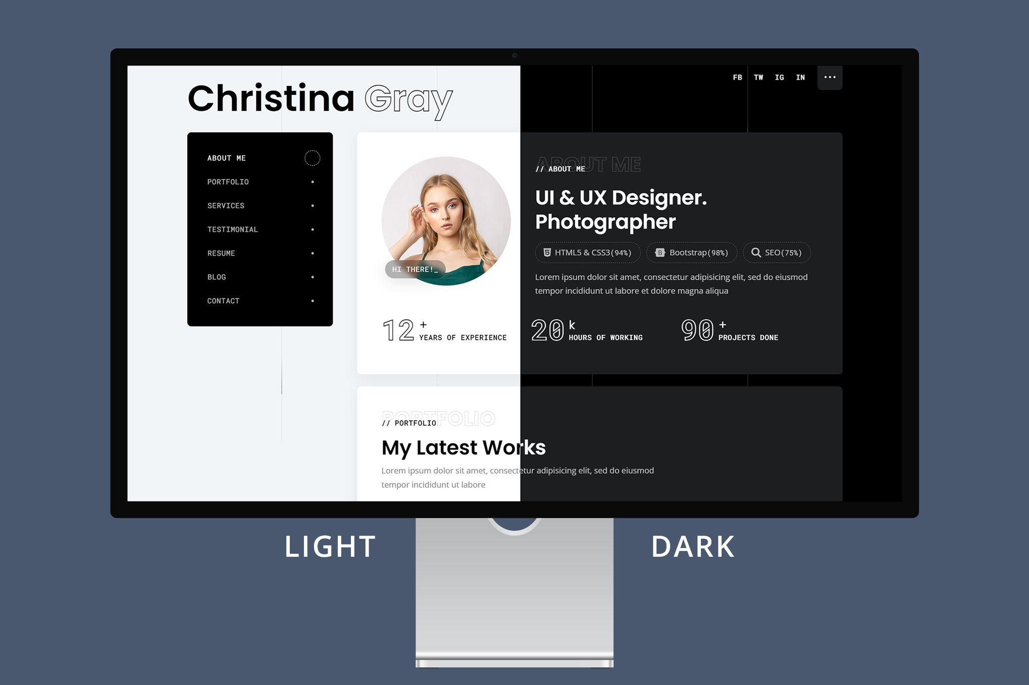Imagen de portada de Gray - Personal vCard/Portfolio Template (plantilla web)