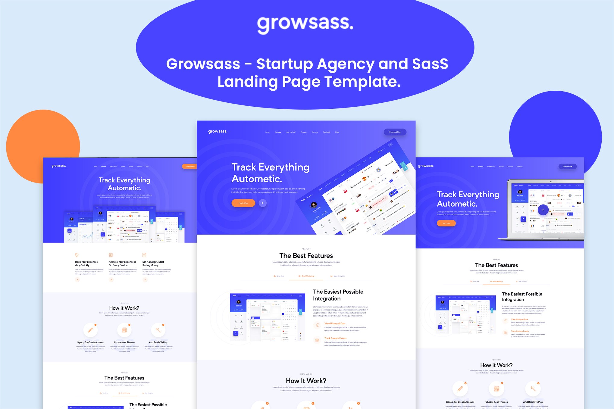 Imagen de portada de Growsass - Startup Agency and SasS Landing Page (plantilla web)