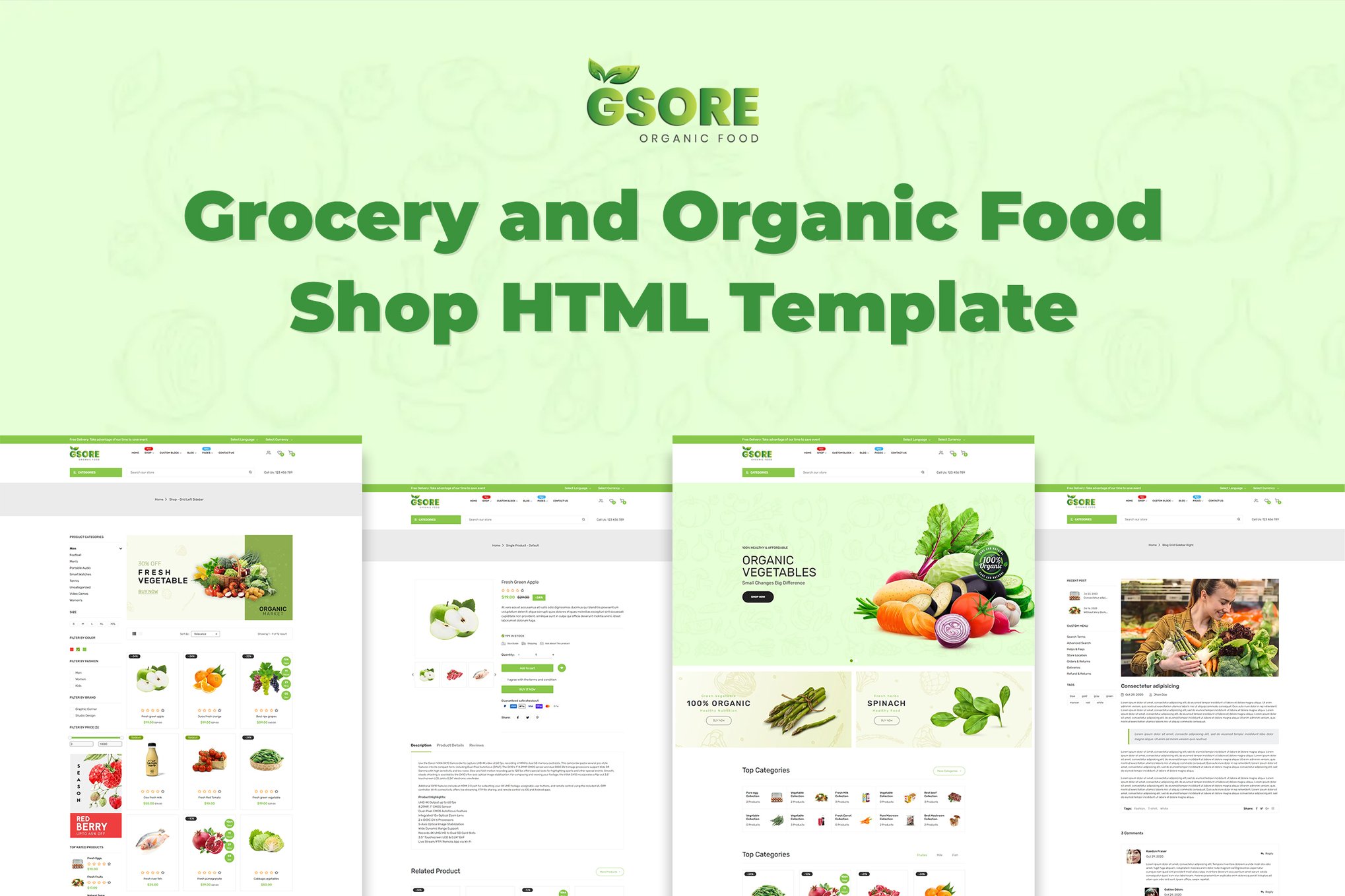 Imagen de portada de Gsore - Grocery and Organic Food Shop HTML Templat (plantilla web)