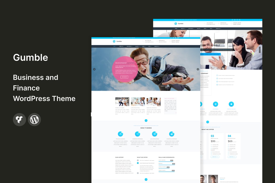Imagen de portada de Gumble - Business and Finance WordPress Theme (tema)