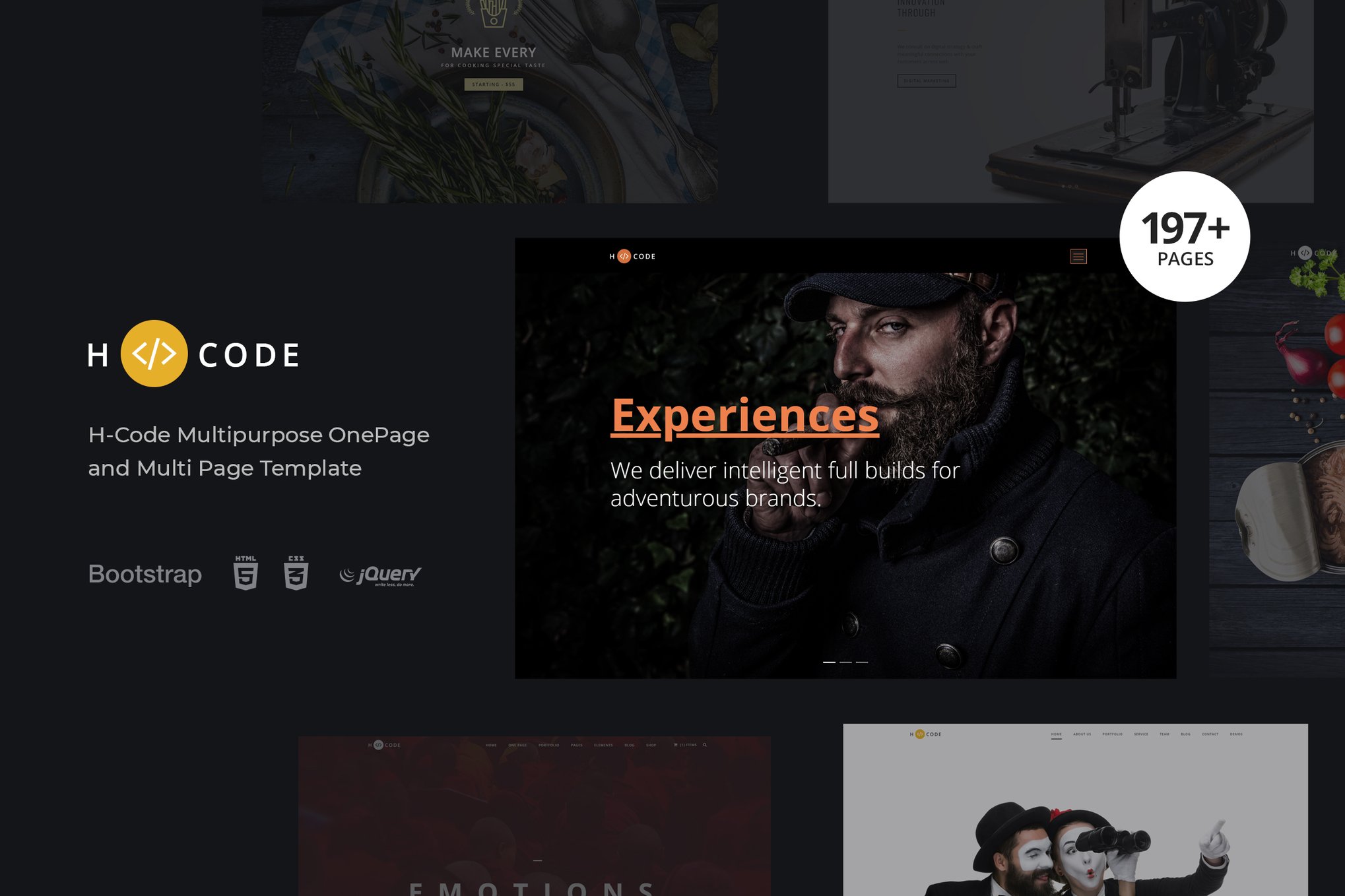 Imagen de portada de H-Code Multipurpose OnePage & Multi Page Template (plantilla web)