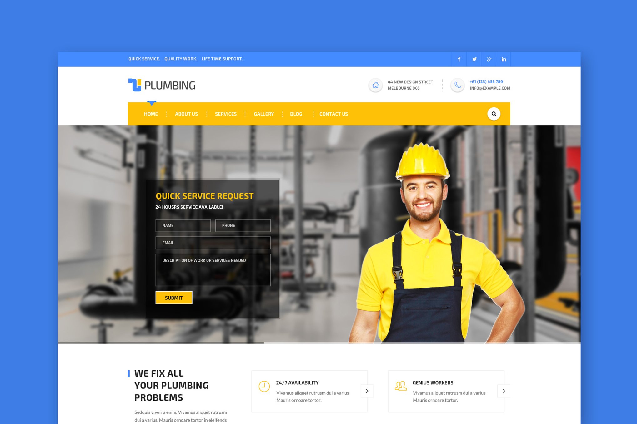 Imagen de portada de Handyman: Construction, Building & Plumbing HTML (plantilla web)