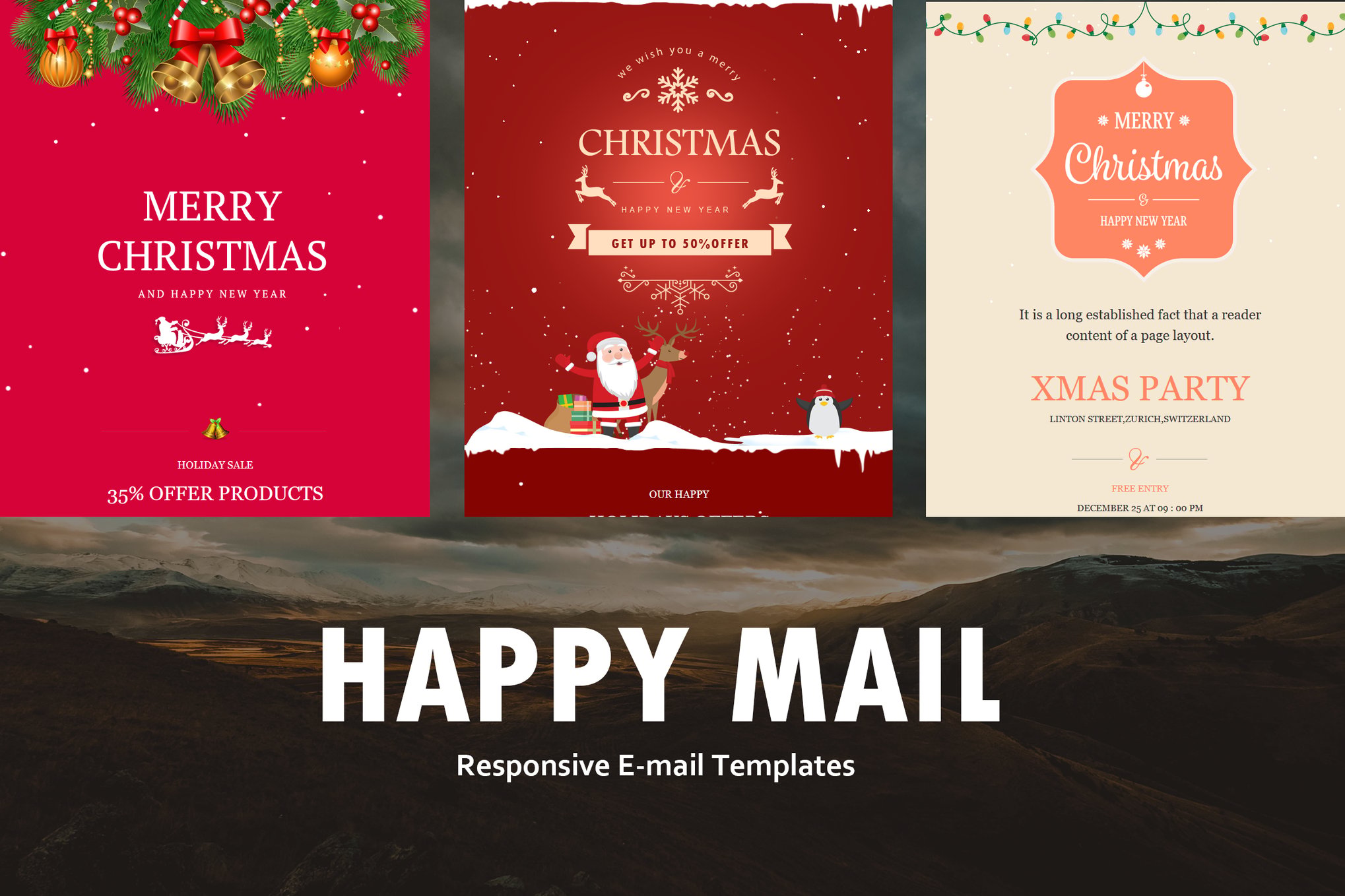 Imagen de portada de Happy Mail - Christmas Email Templates set (plantilla web)