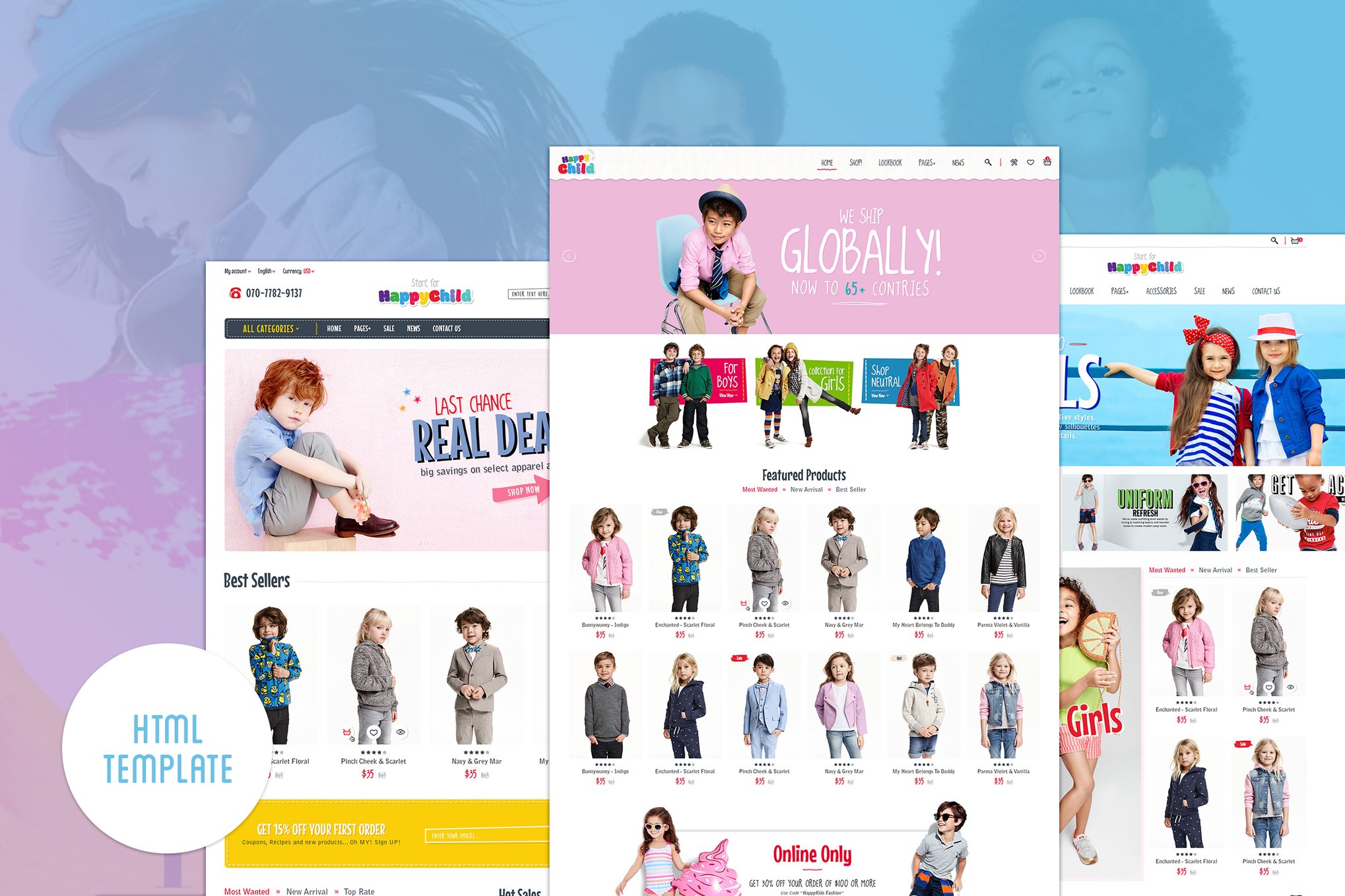 Imagen de portada de HappyChild | Multi Store Responsive HTML Template (plantilla web)