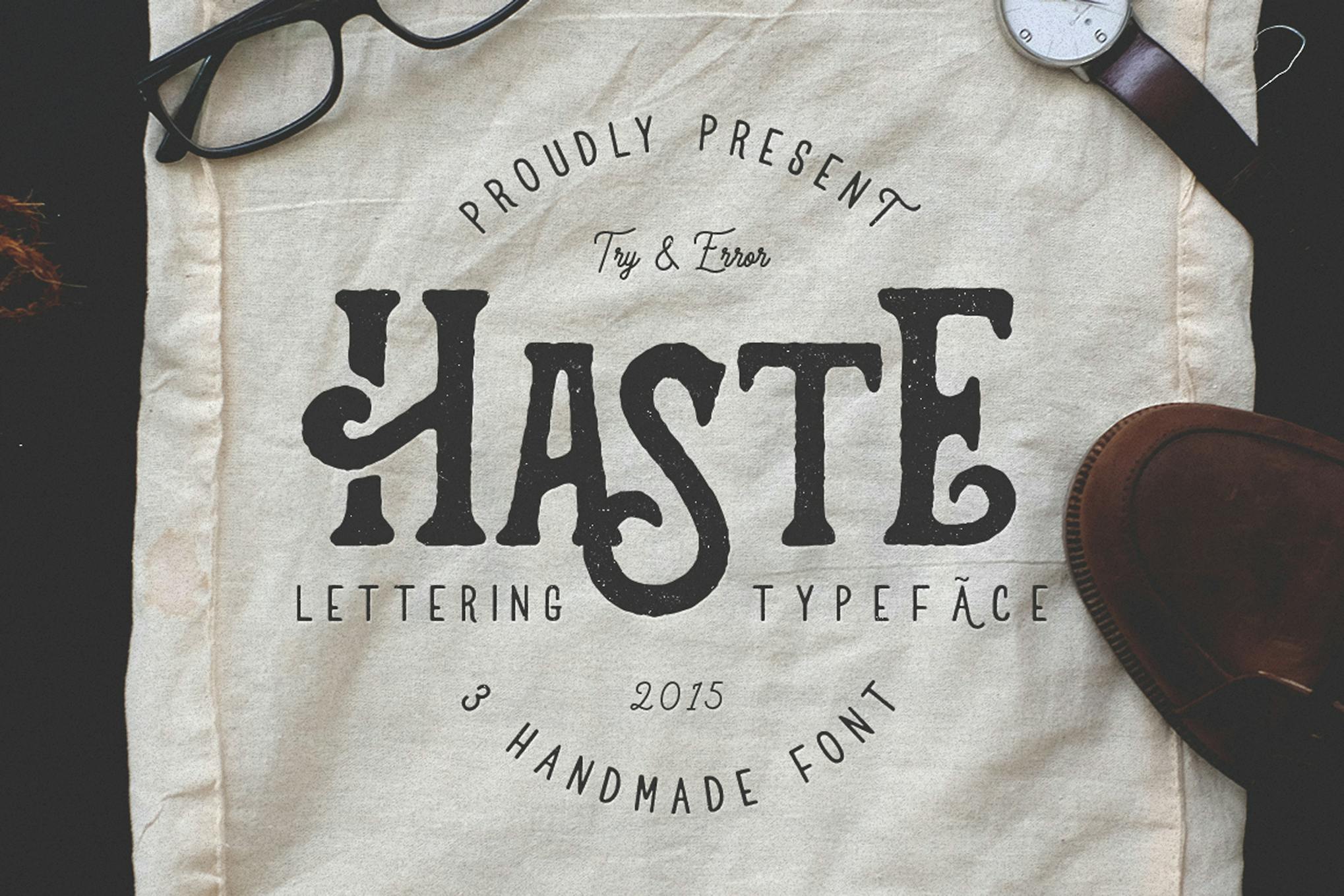 Imagen de portada de Haste - 3 Handmade Font (fuente)