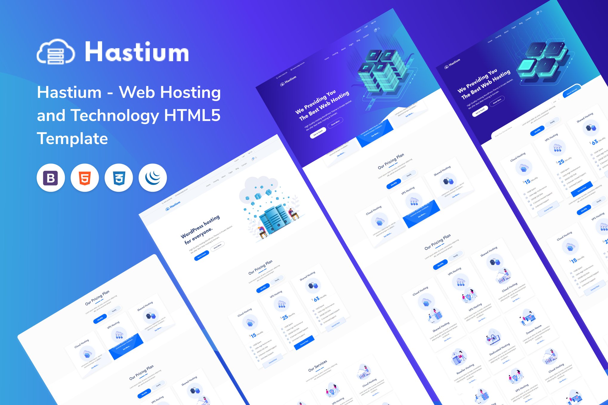 Imagen de portada de Hastium - Web Hosting and Technology HTML Template (plantilla web)