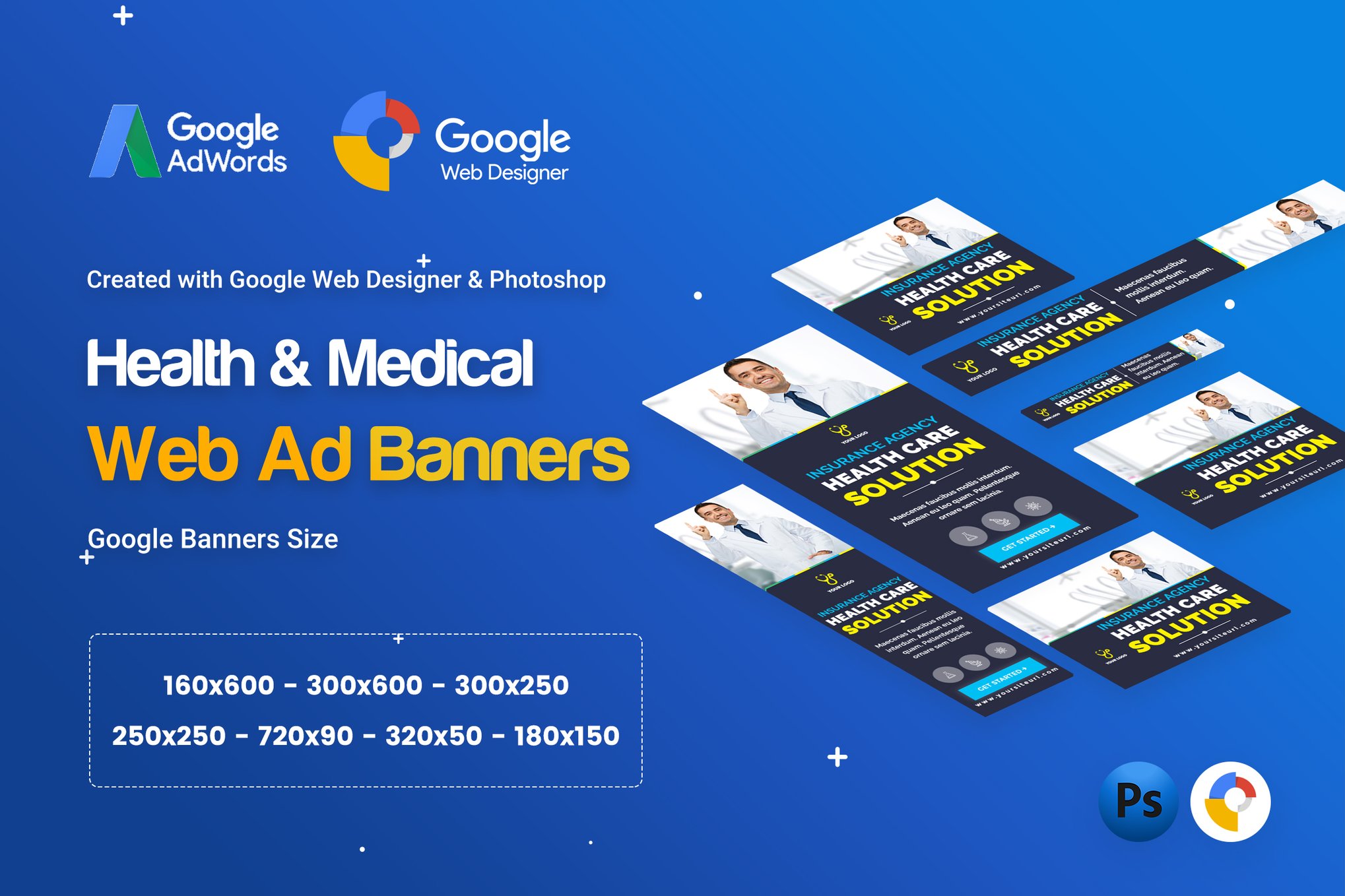 Imagen de portada de Health & Medical Banners Ad - GWD & PSD (plantilla web)
