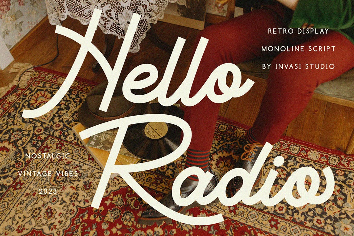 Imagen de portada de Hello Radio - Vintage Monoline Script (fuente)
