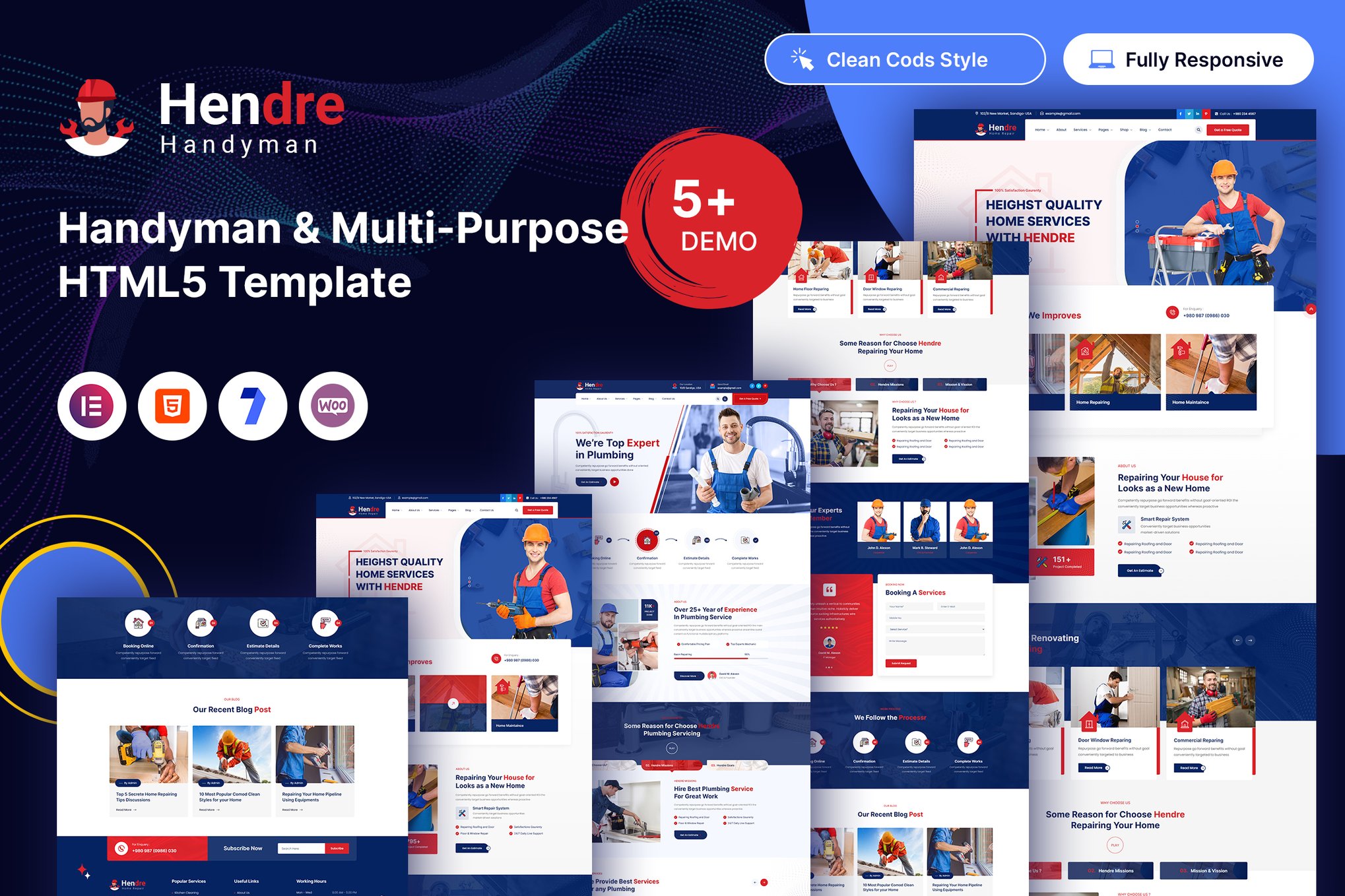 Imagen de portada de Hendre - Handyman & Multi-Purpose HTML5 Template (plantilla web)