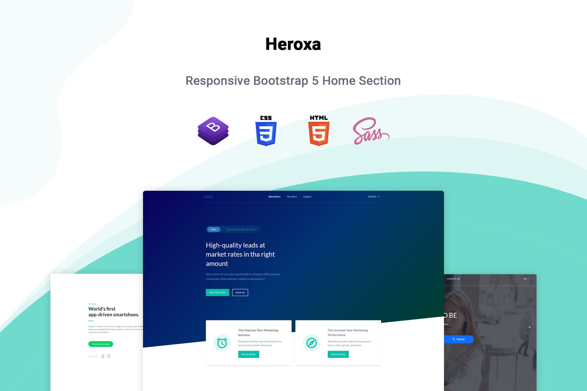 Imagen de portada de Heroxa - Responsive Hero Section Template (plantilla web)