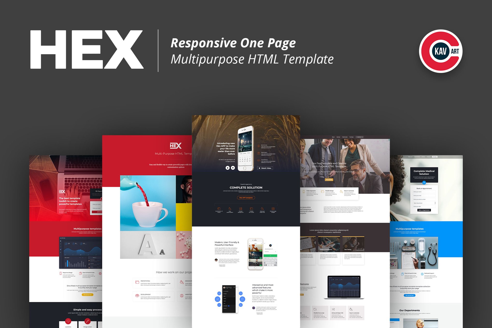 Imagen de portada de HEX - One Page Multipurpose HTML Template (plantilla web)