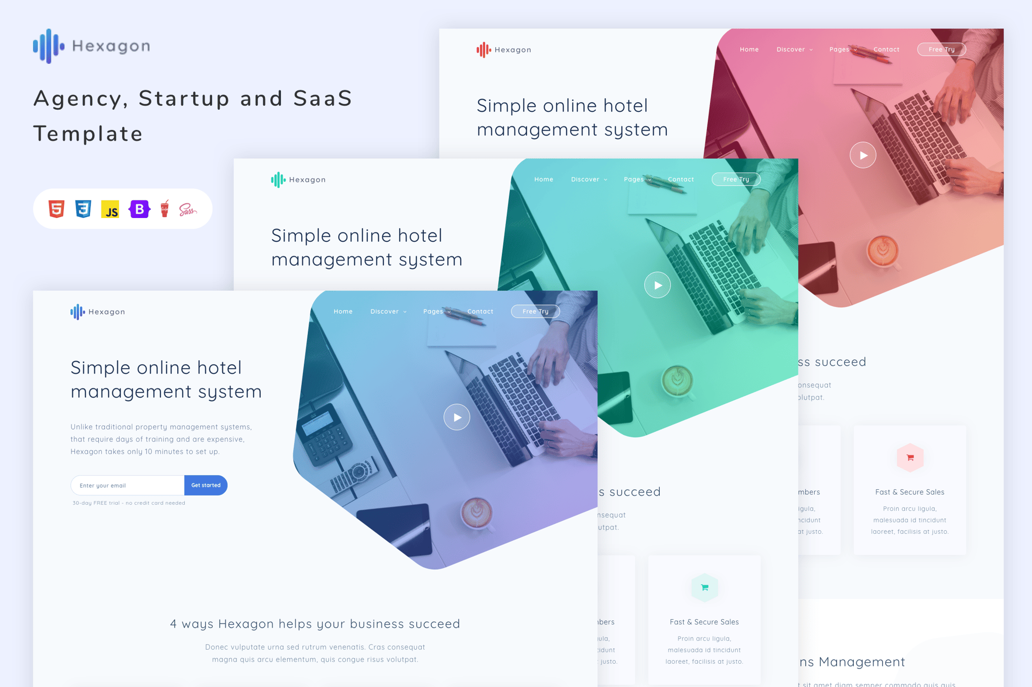 Imagen de portada de Hexagon - Agency, Startup and SaaS Template (plantilla web)