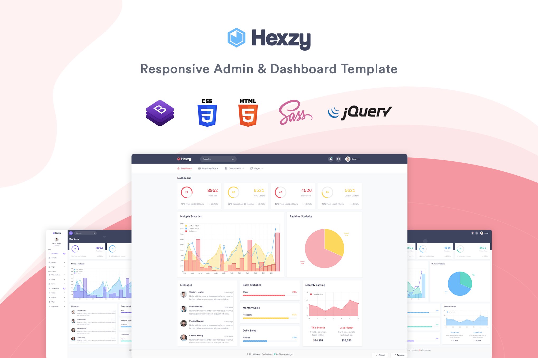 Imagen de portada de Hexzy - Admin & Dashboard Template (plantilla web)