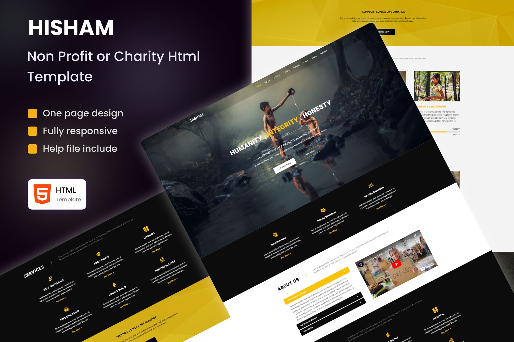 Imagen de portada de HISHAM - Non Profit/Charity Html Template (plantilla web)