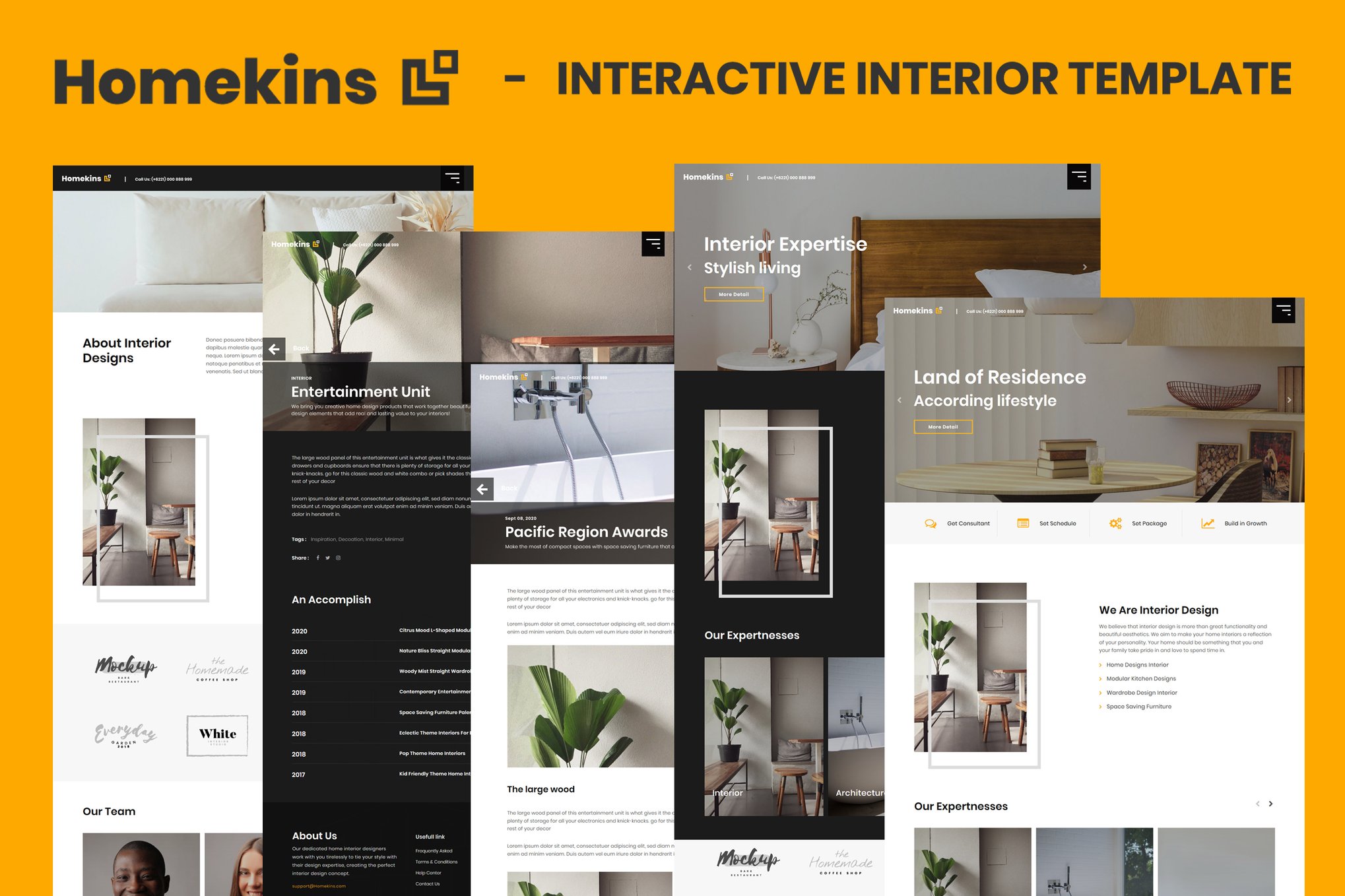 Imagen de portada de Homekins - Interactive Interior Template (plantilla web)
