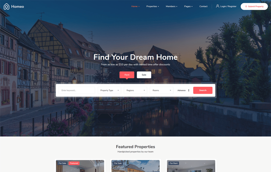 Imagen de portada de Homeo - Real Estate WordPress Theme (tema)
