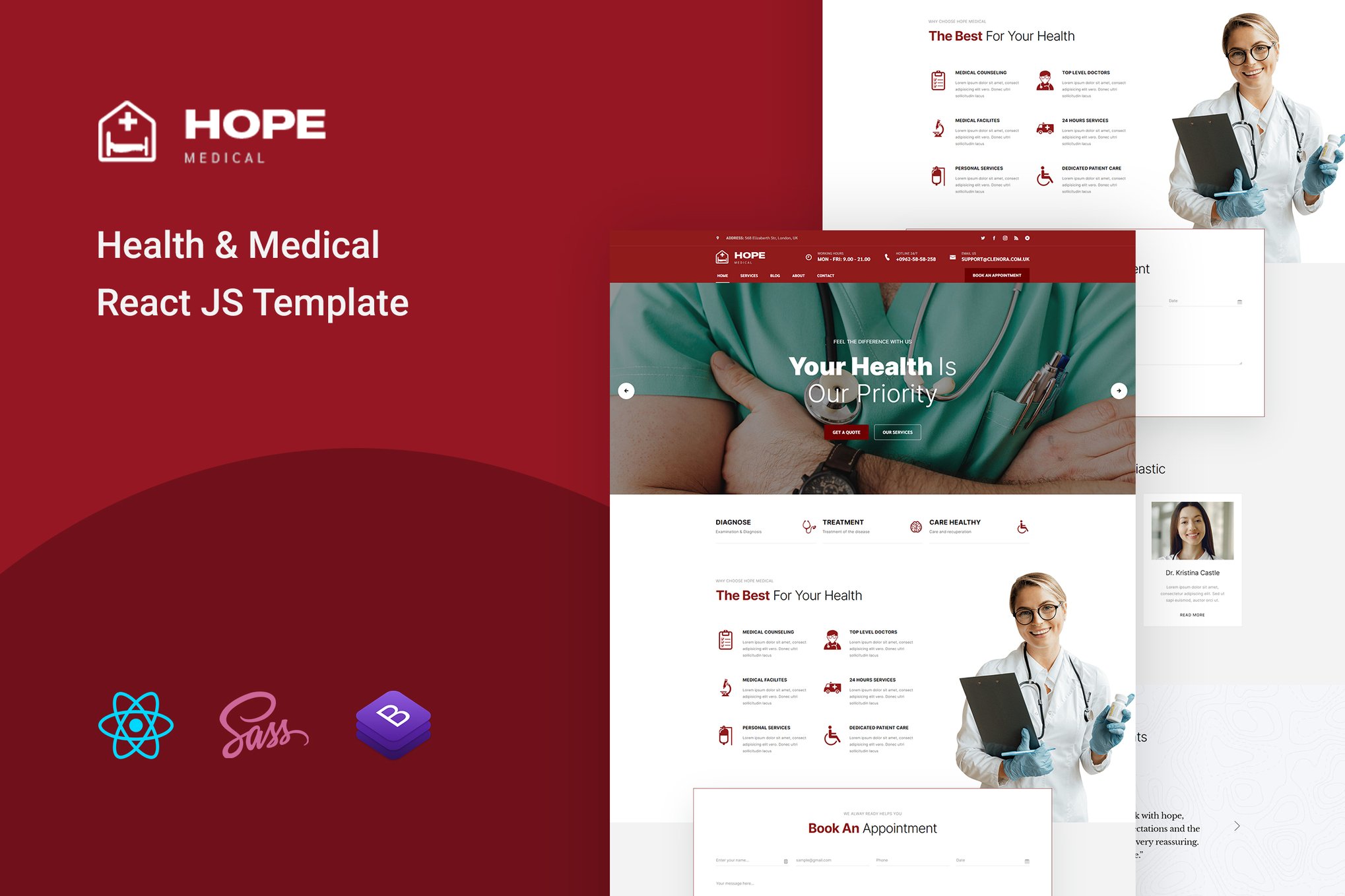 Imagen de portada de Hope - Health & Medical React JS Template (plantilla web)