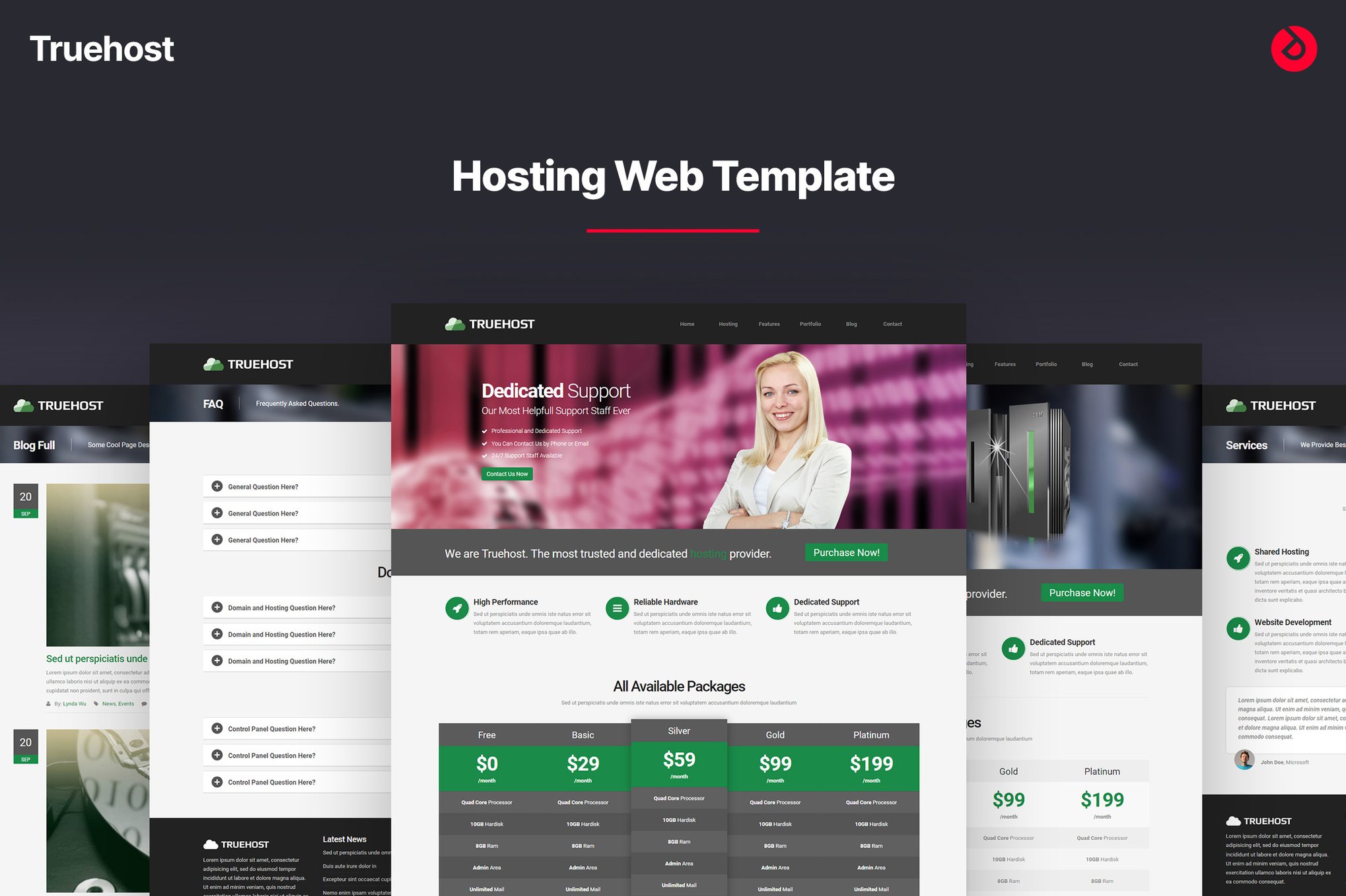 Imagen de portada de Hosting Bootstrap Web Template - Truehost (plantilla web)