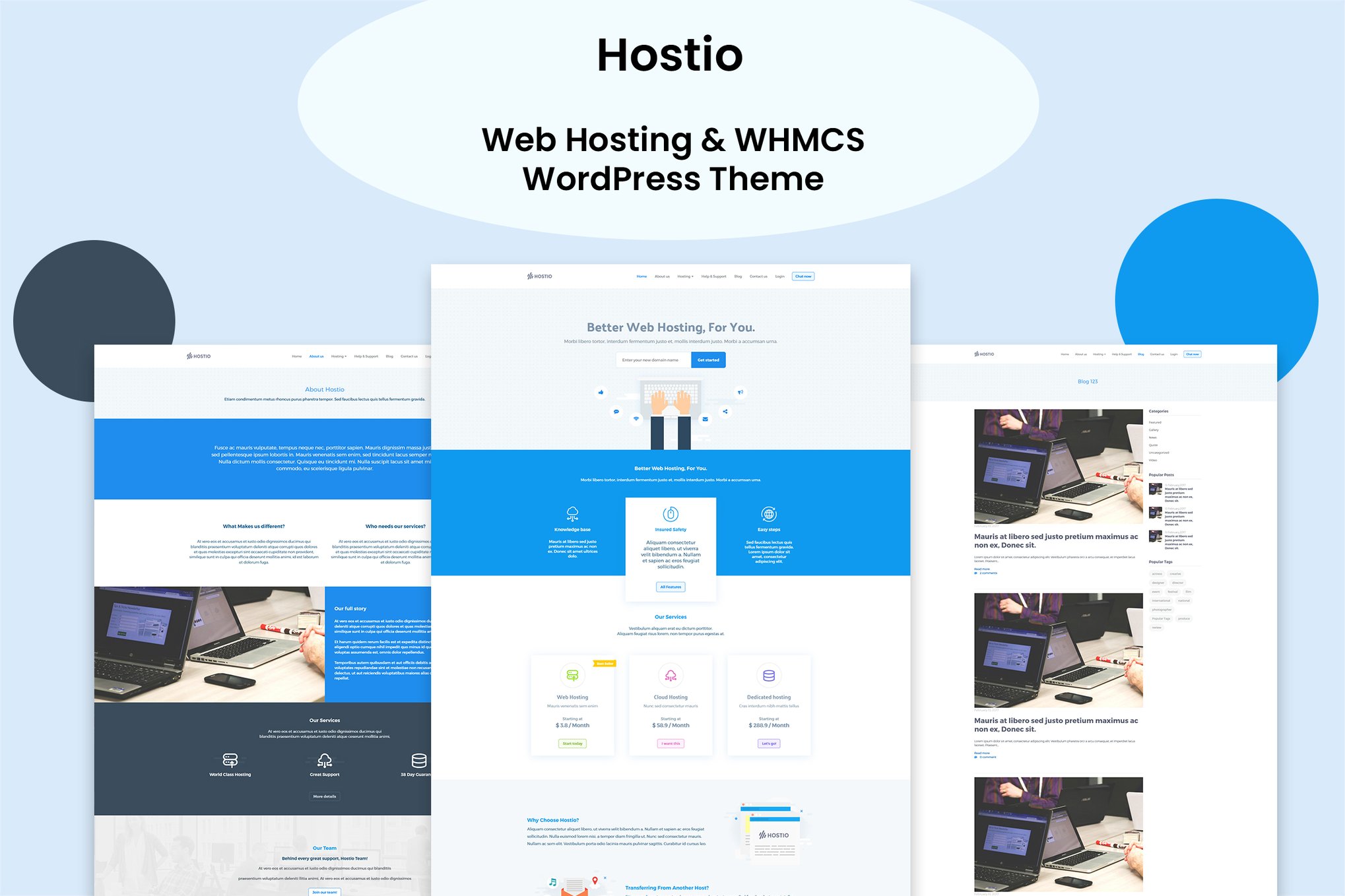 Imagen de portada de Hostio Web Hosting & WHMCS WordPress Theme (tema)